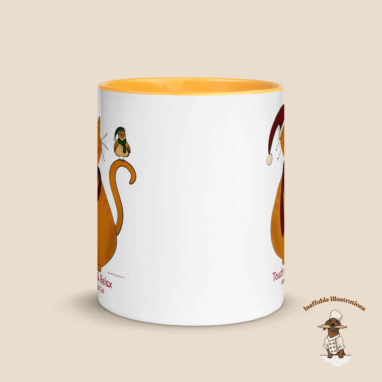 Christmas Anti-Stress Cat Mug - Touch Me & Relax Anti-Stress