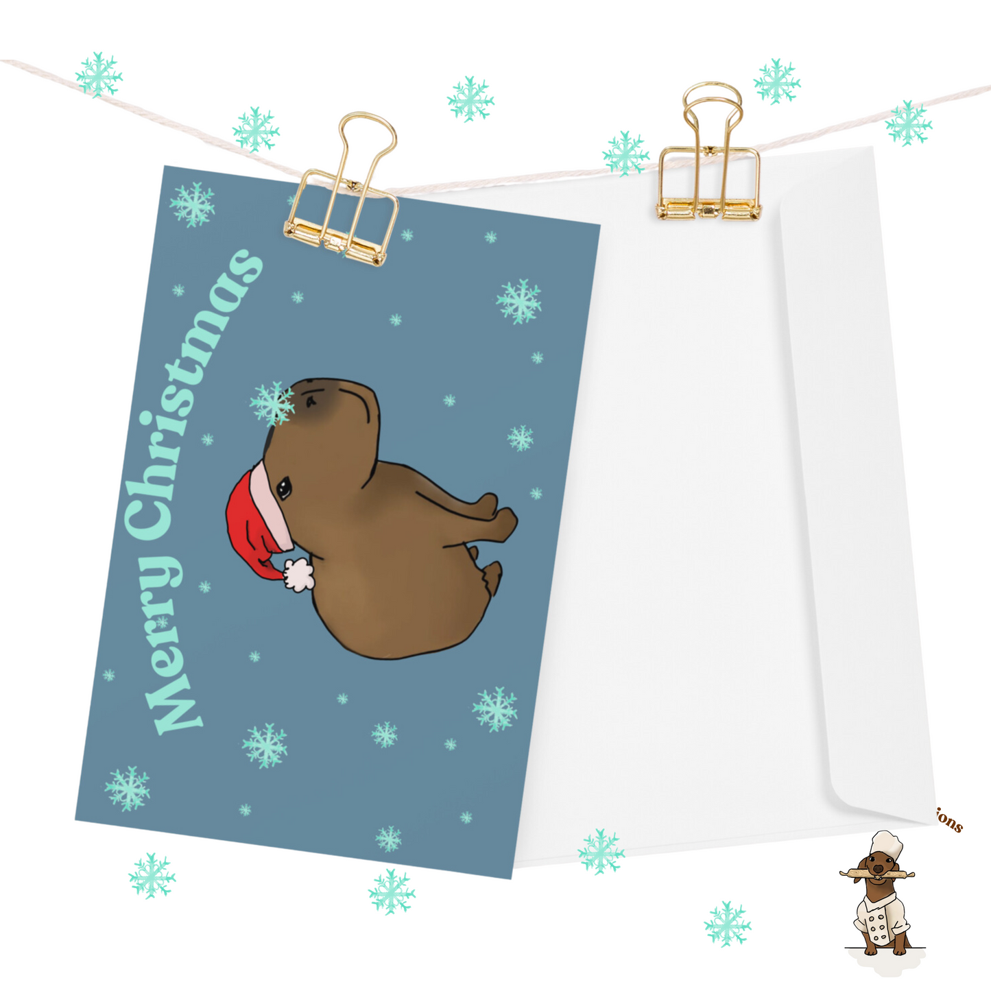 Capybara Christmas Greeting Card | Capybara Jolly Playing with Snowflakes | Cute Holiday Card for Winter Greetings