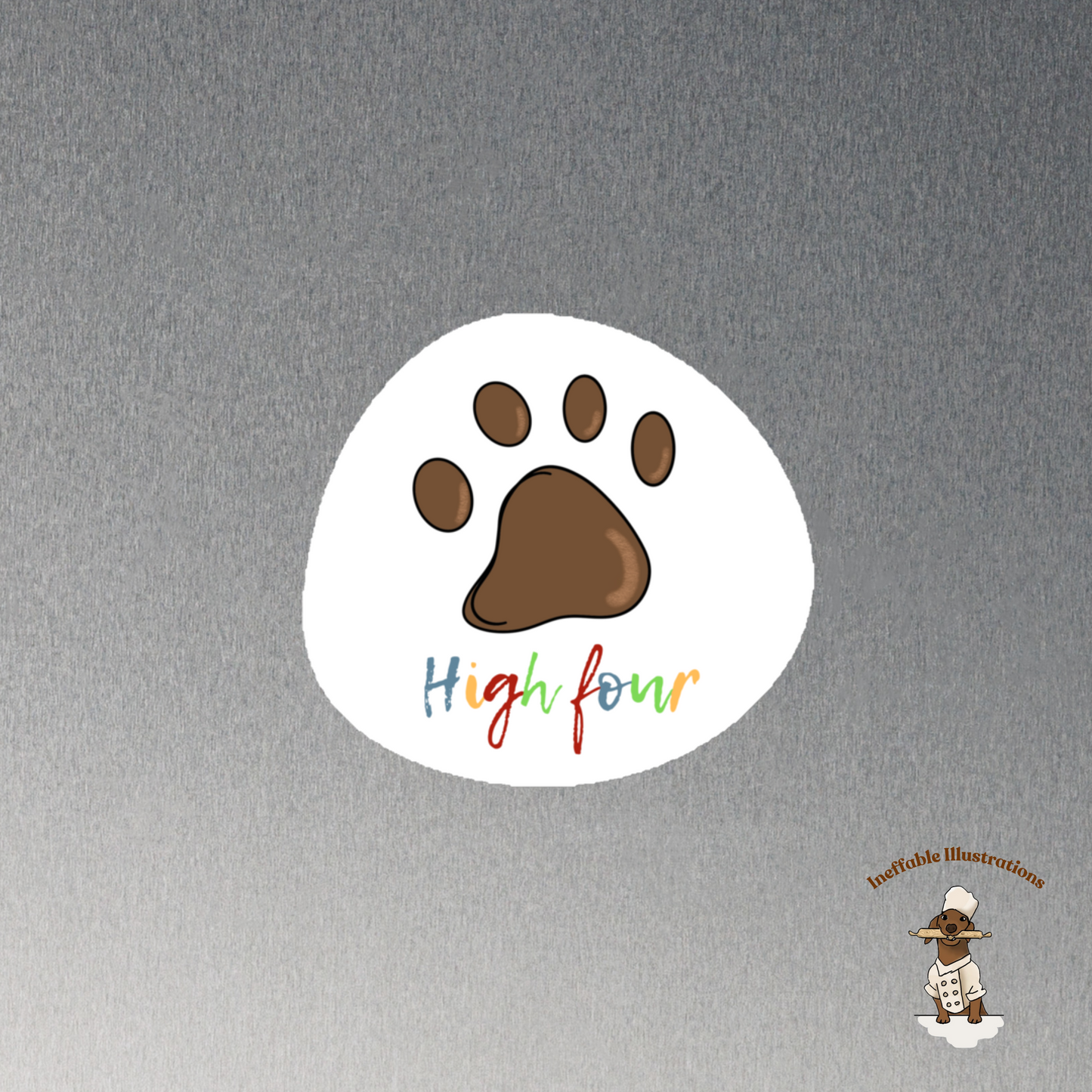 Dog Paw Magnet with High Four Quote, Cute Pet Lover Gift, Dog-Themed Decor, Fun Refrigerator Magnet for Animal Lovers