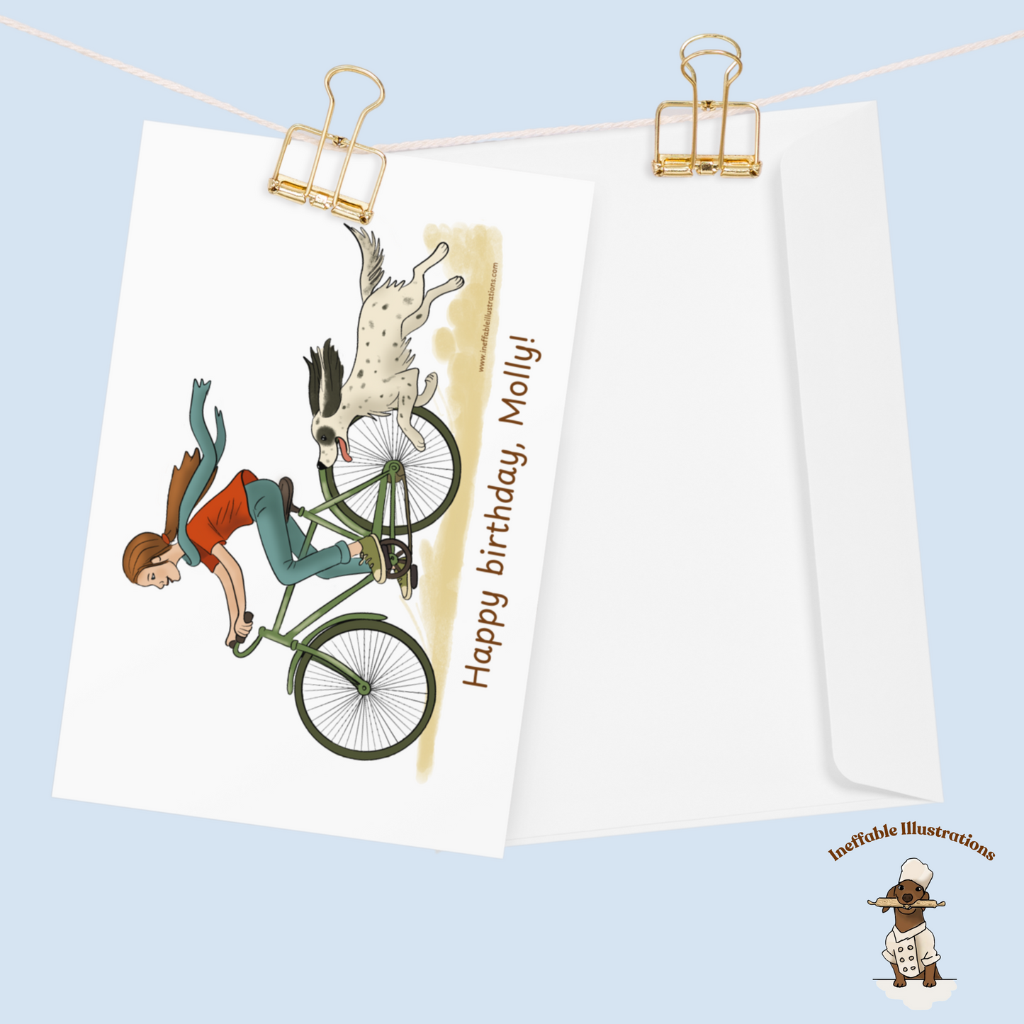 Personalized Happy Birthday Card - English Setter & Girl Adventure | Custom Name Birthday Greeting Card