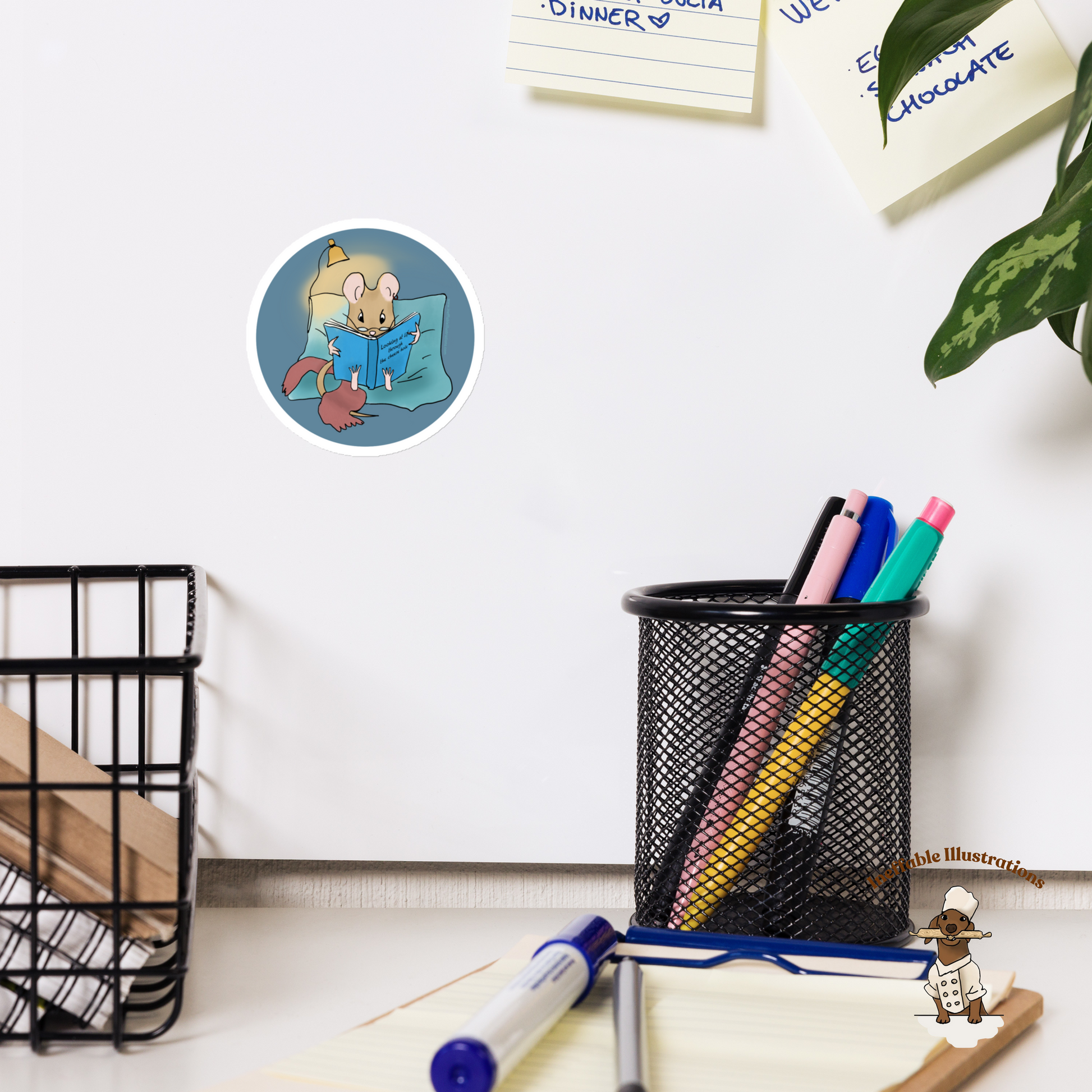 Cute Mouse Magnet Pedro Reading Book - Refrigerator Magnet Gift for Book Lovers, Kids, Teachers, and Students, Animal Lover Decor - Ineffable Illustrations