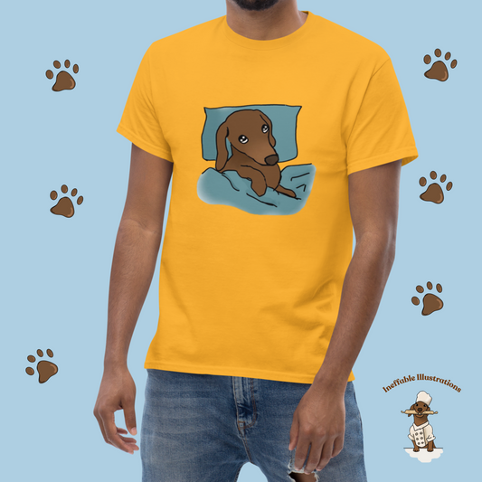 Shirt. Sleepy Dachshund Oliver Unisex Classic Tee, Cute Dog Lover Shirt, Funny Pet Gift, Comfortable Casual Wear for Dog Owners