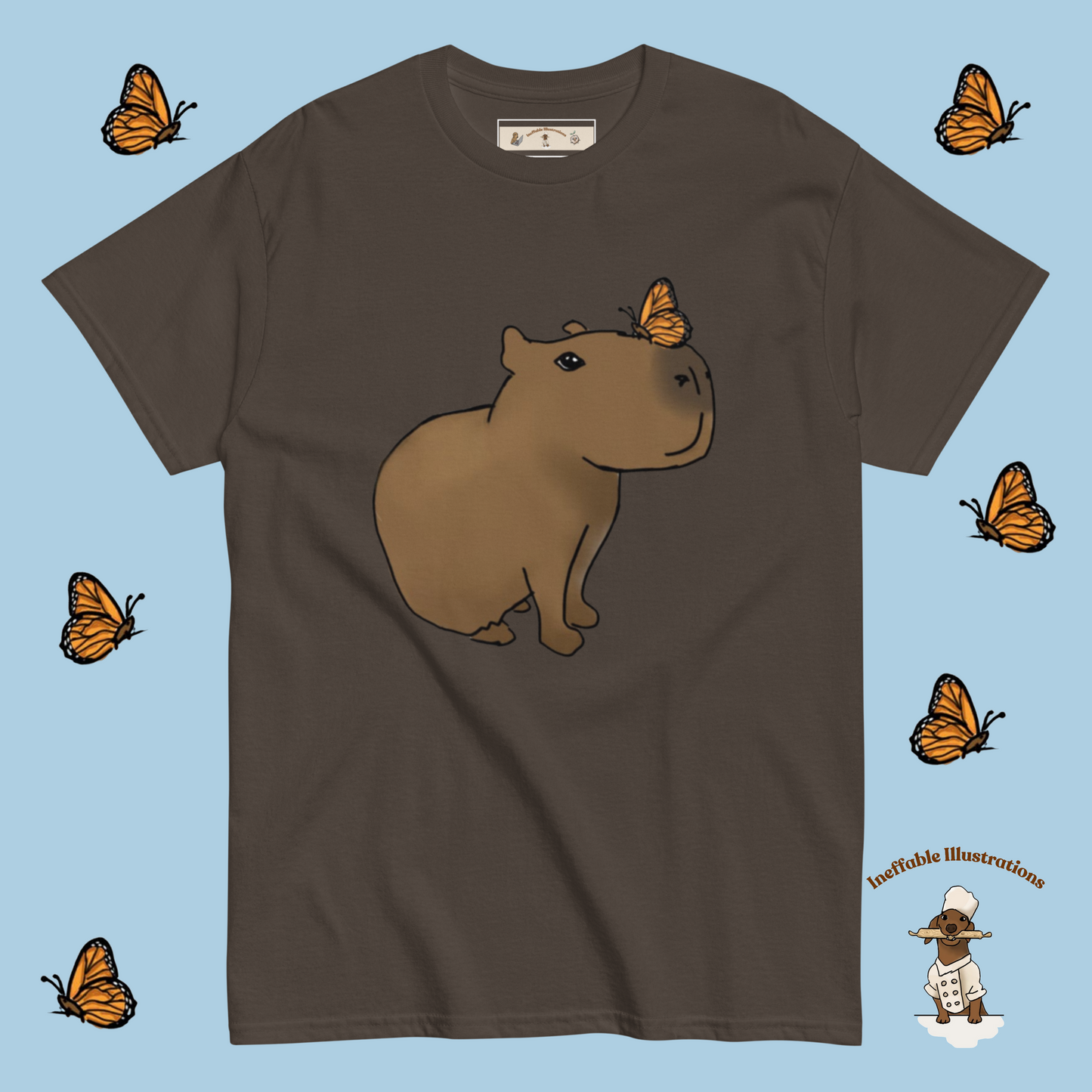 Shirt. Hand-Drawn Cute Capybara Jolly Shirt - 100% Cotton Unisex Shirt for Trendy Streetwear Looks