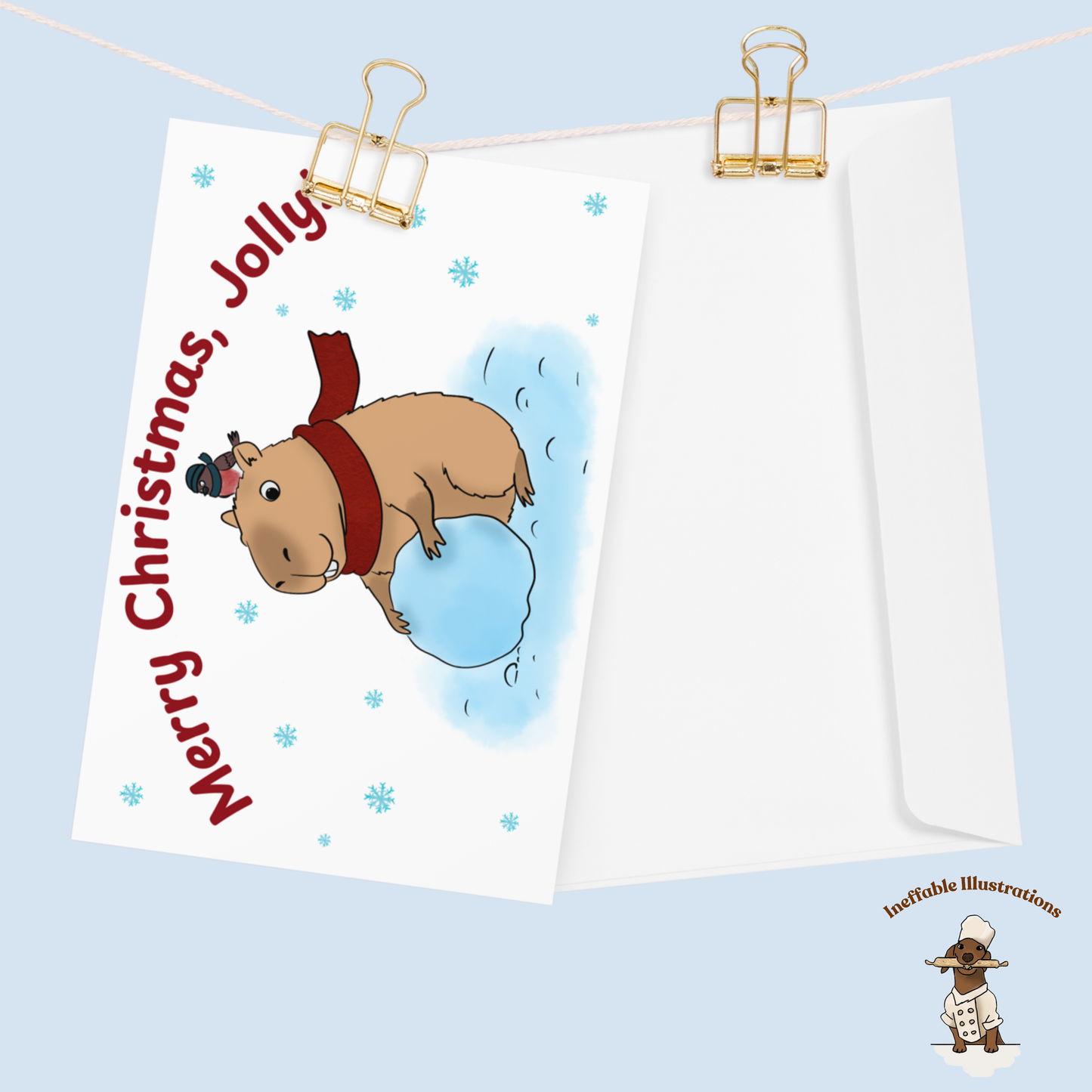 Personalized Capybara Christmas Gift Set - Jolly with Snowball Winter Bundle