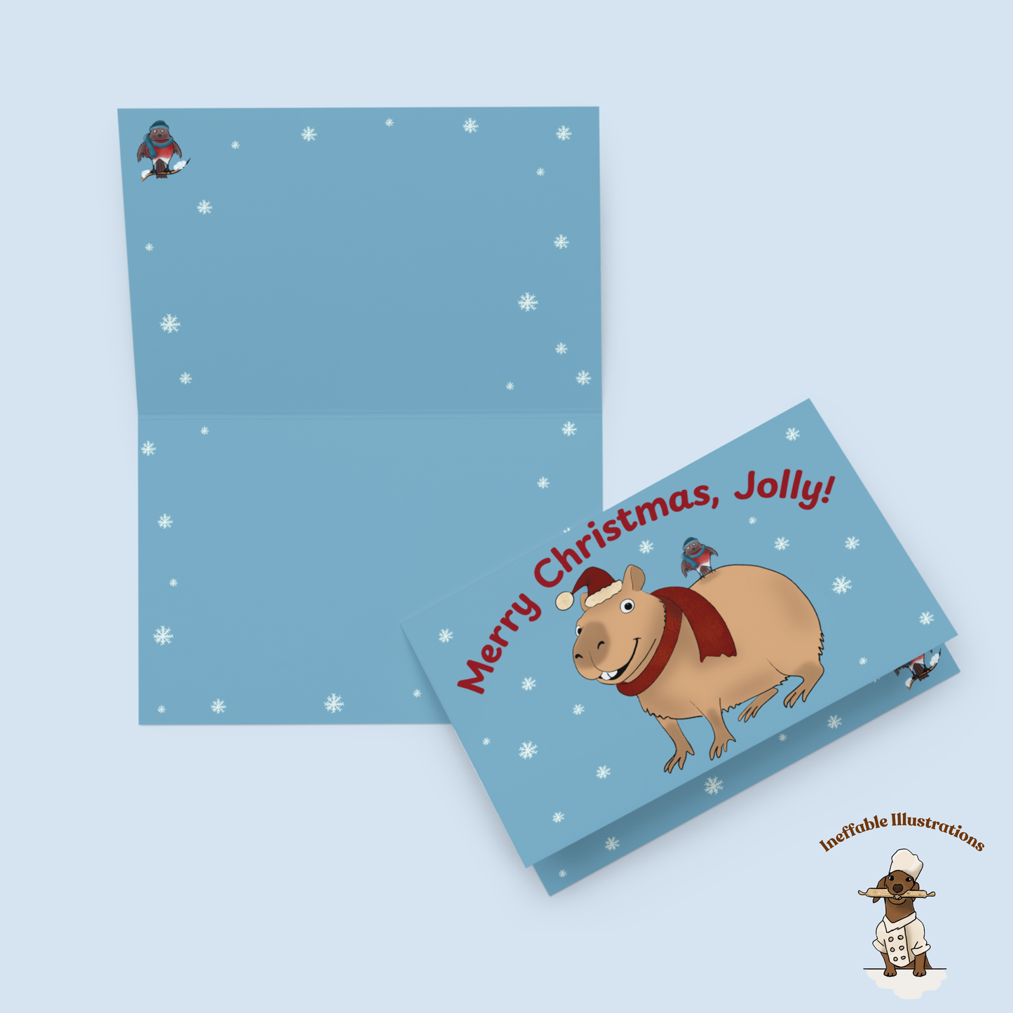 Personalized Christmas Greeting Card with Jolly the Capybara