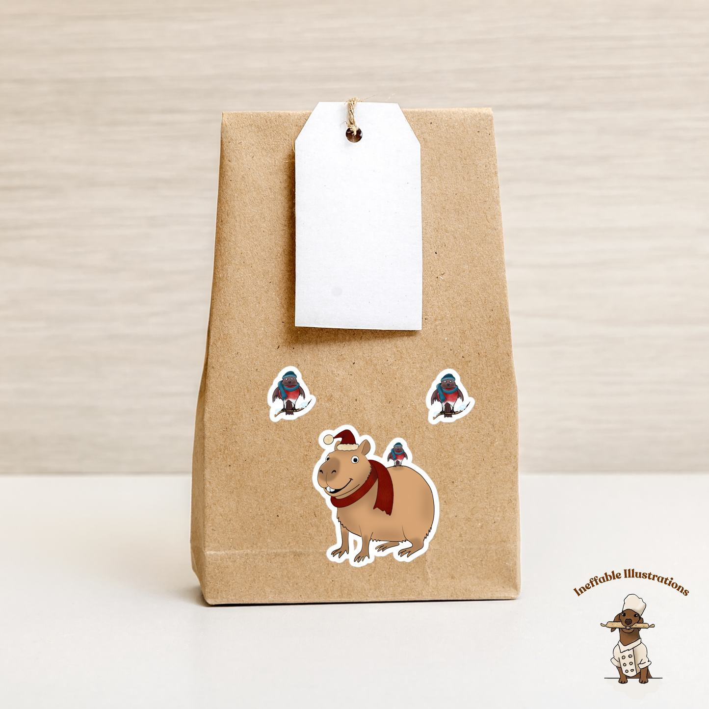 Jolly Capybara Christmas Sticker Set - 3 Festive Bubble-Free Vinyl Stickers