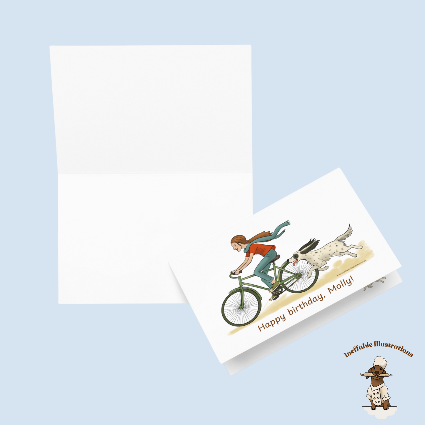Personalized Happy Birthday Card - English Setter & Girl Adventure | Custom Name Birthday Greeting Card