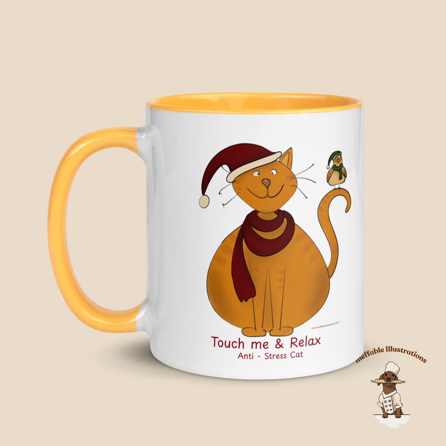 Christmas Anti-Stress Cat Mug - Touch Me & Relax Anti-Stress