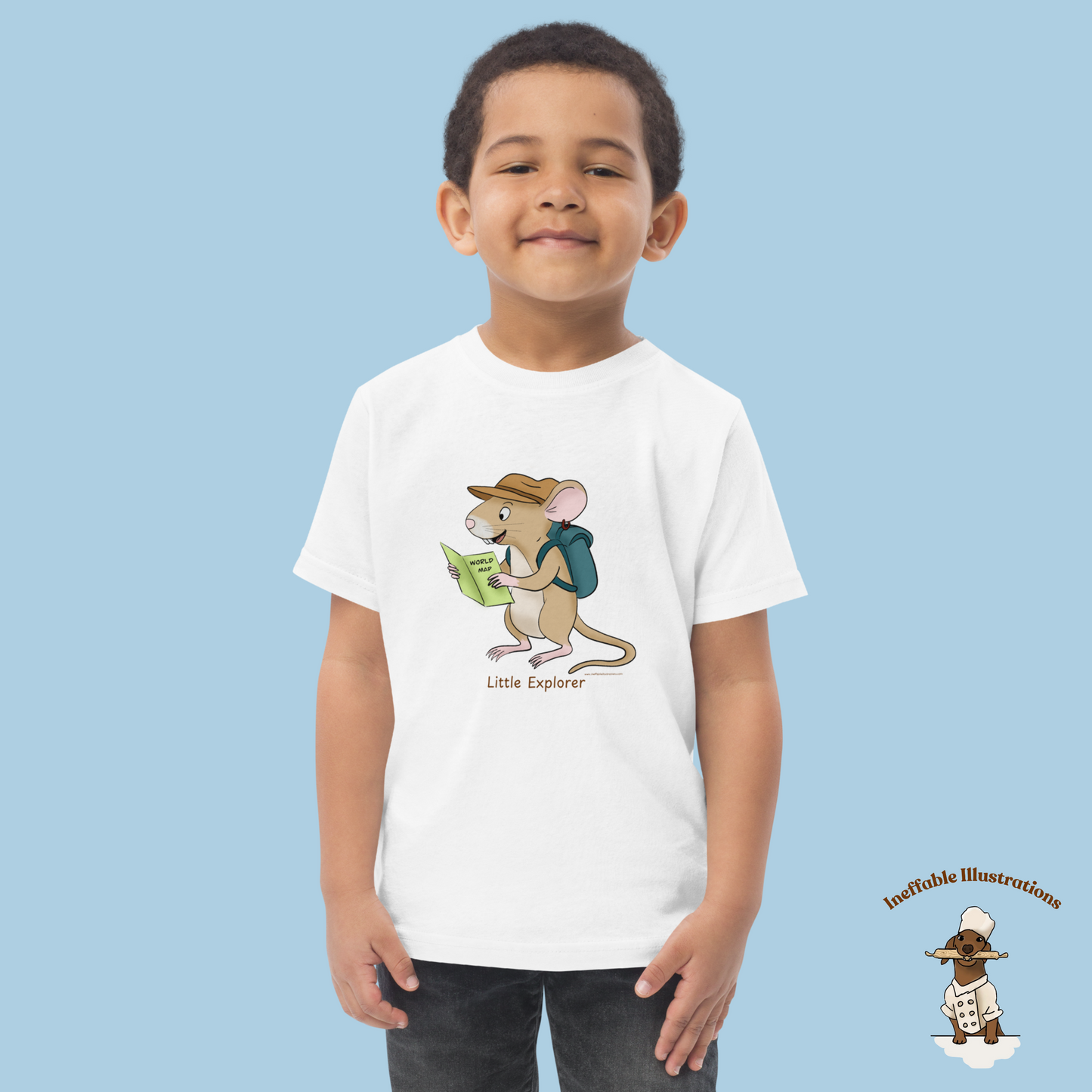 Toddler Jersey T-Shirt - Little Explorer Mouse Traveler
