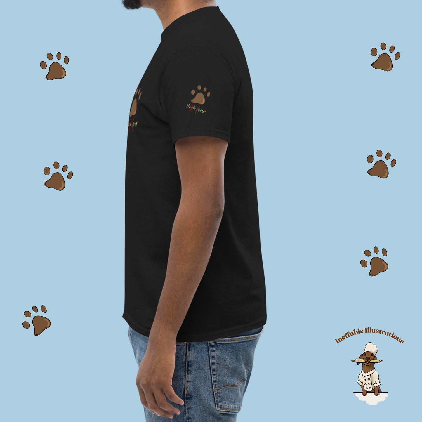 Dog Paw Tee - Unisex Classic T-Shirt for Dog Lovers and Dachshund Fans, Cute & Comfortable Pet Apparel, High Four with Your Furry Friend