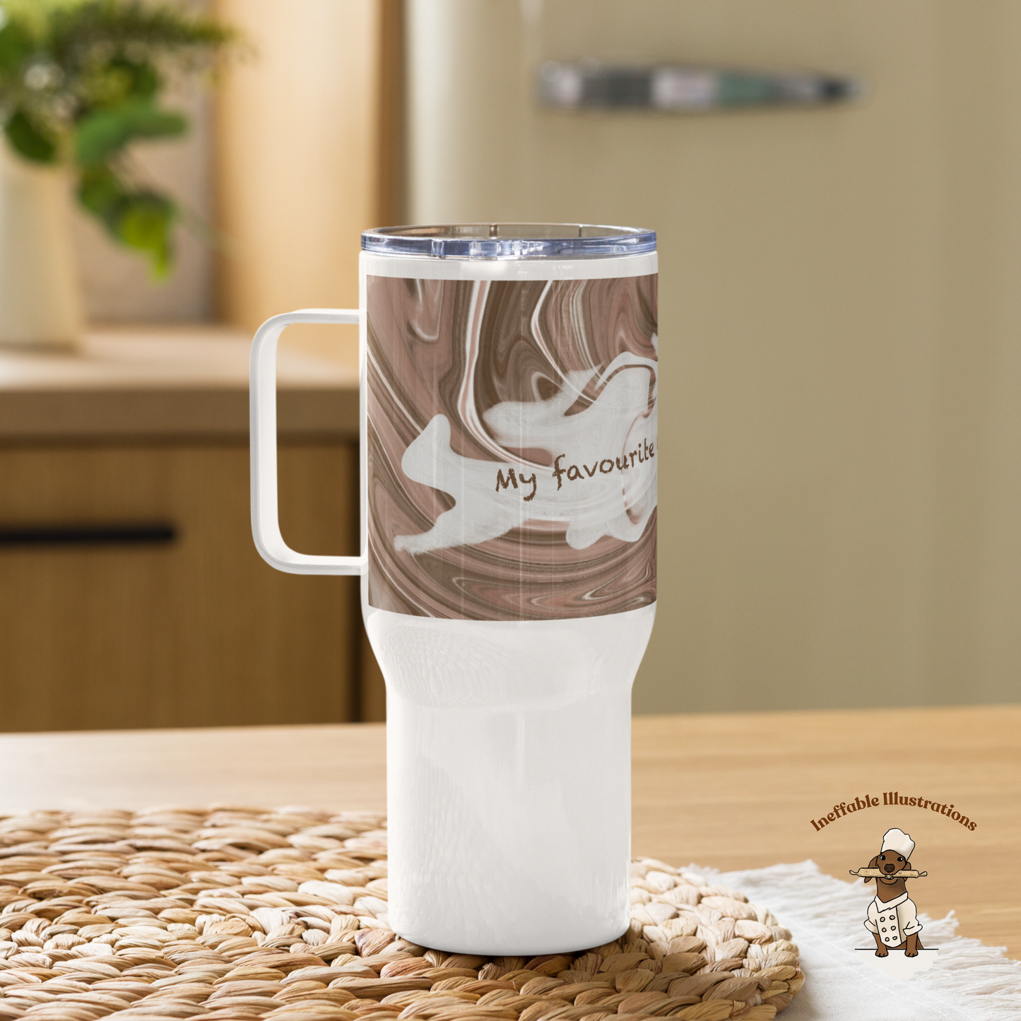 Travel Mug with Handle – My Favourite Coffee Is My Own – Reusable Coffee Cup for Hot Drinks, Portable Tea Cup Gift for Coffee Lovers - Ineffable Illustrations