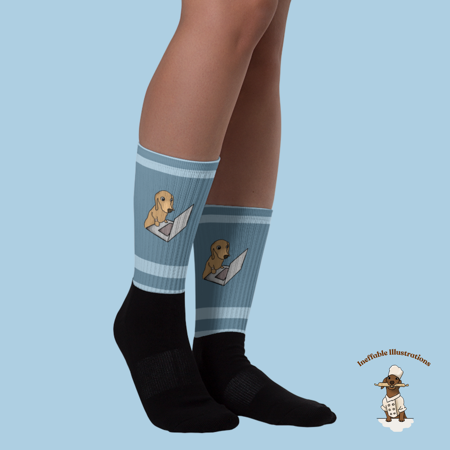 Dachshund Socks with dachshund Oliver with Computer Design | Cute Dog Lover Gift | Novelty Cotton Crew Socks