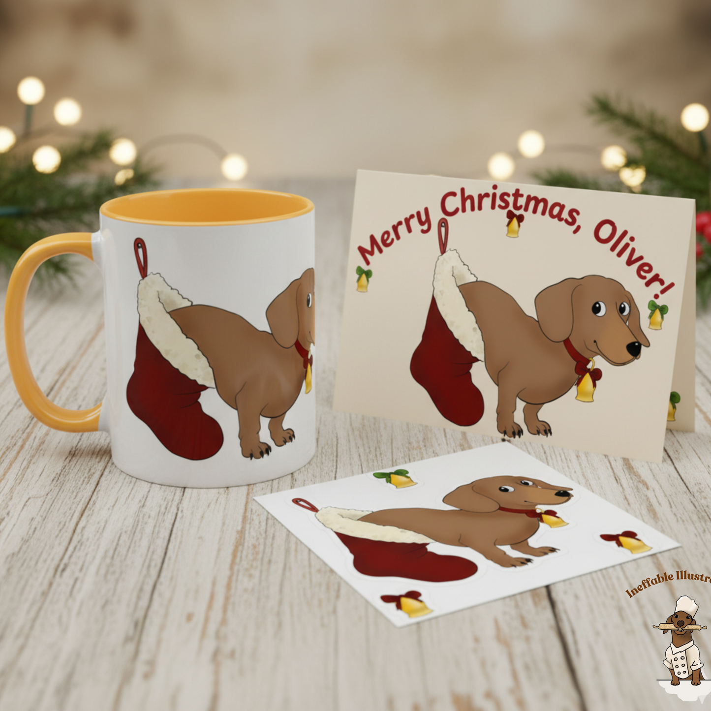 Personalized Dachshund Christmas Gift Set - Oliver Bundle