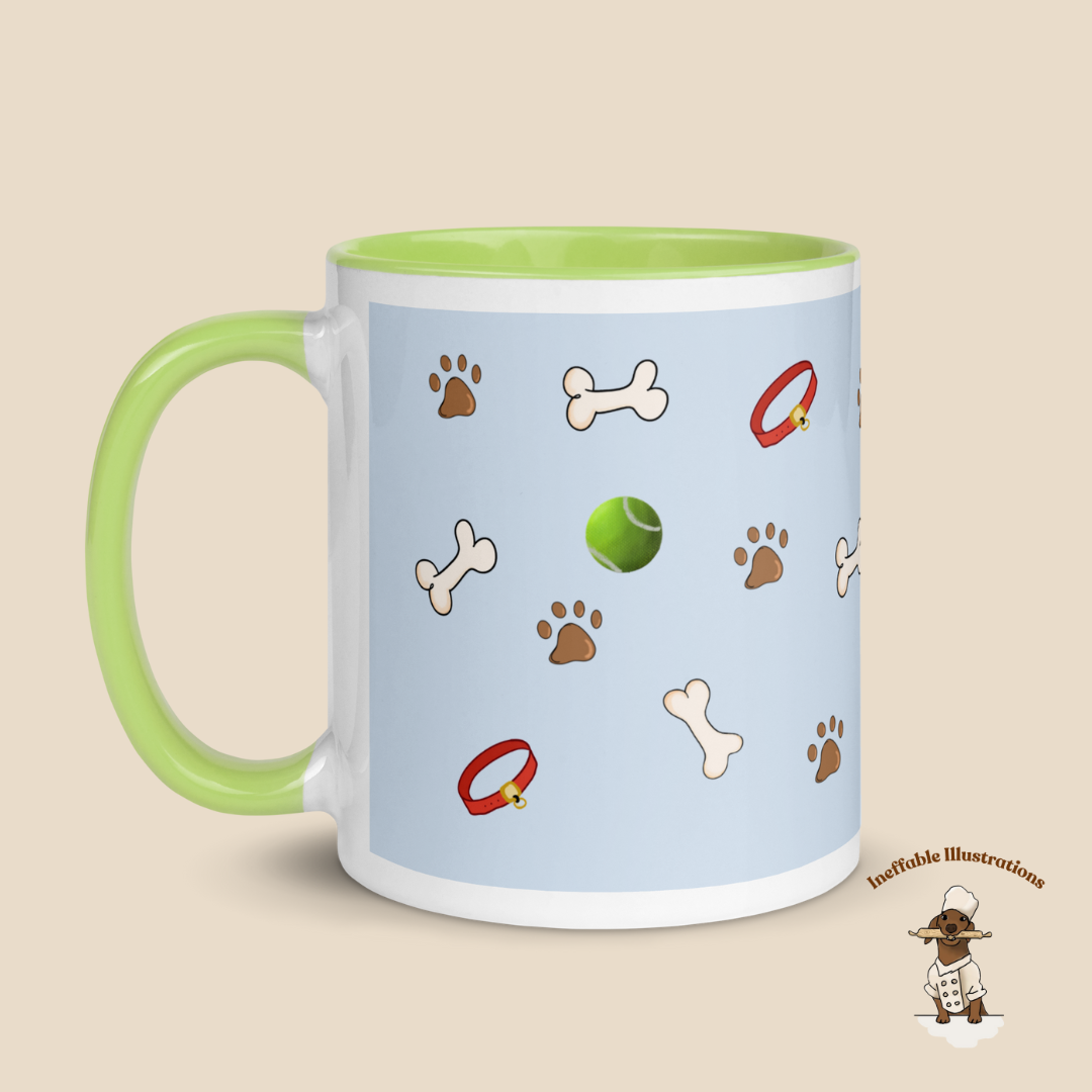 Mug: "Olivers joys". Dog Lover Mug | Color Inside Coffee Cup, Unique Gift for Dog Owners, Fun Hand-Illustrated Ceramic