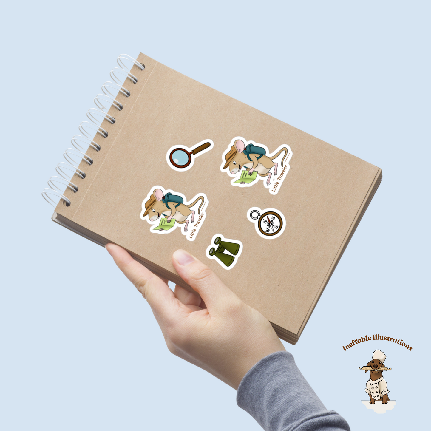 Little Traveler Sticker Pack - 5 Hand-Drawn Explorer Stickers