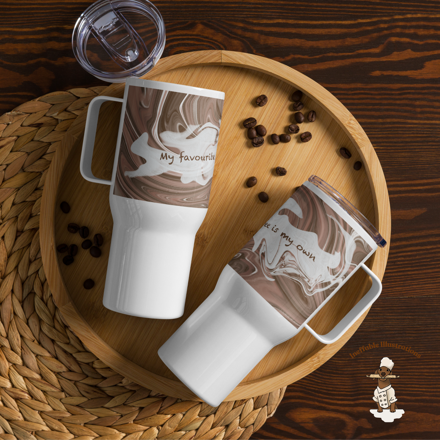 Travel Mug with Handle – My Favourite Coffee Is My Own – Reusable Coffee Cup for Hot Drinks, Portable Tea Cup Gift for Coffee Lovers - Ineffable Illustrations