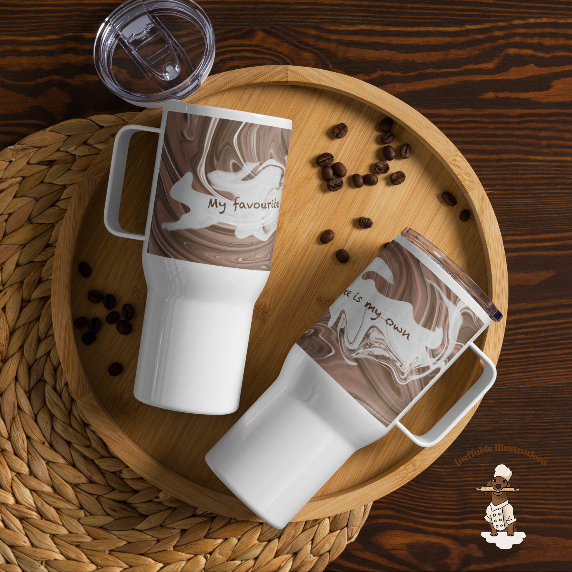 Travel Mug with Handle – My Favourite Coffee Is My Own – Reusable Coffee Cup for Hot Drinks, Portable Tea Cup Gift for Coffee Lovers - Ineffable Illustrations