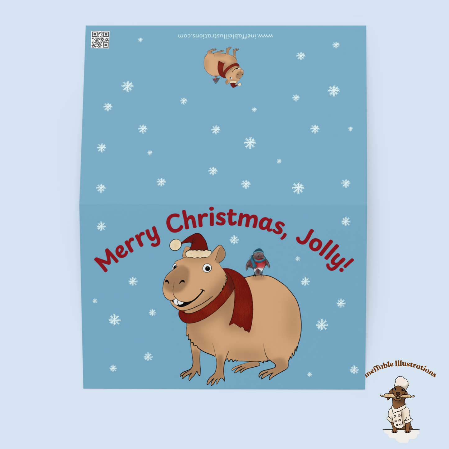 Personalized Christmas Greeting Card with Jolly the Capybara