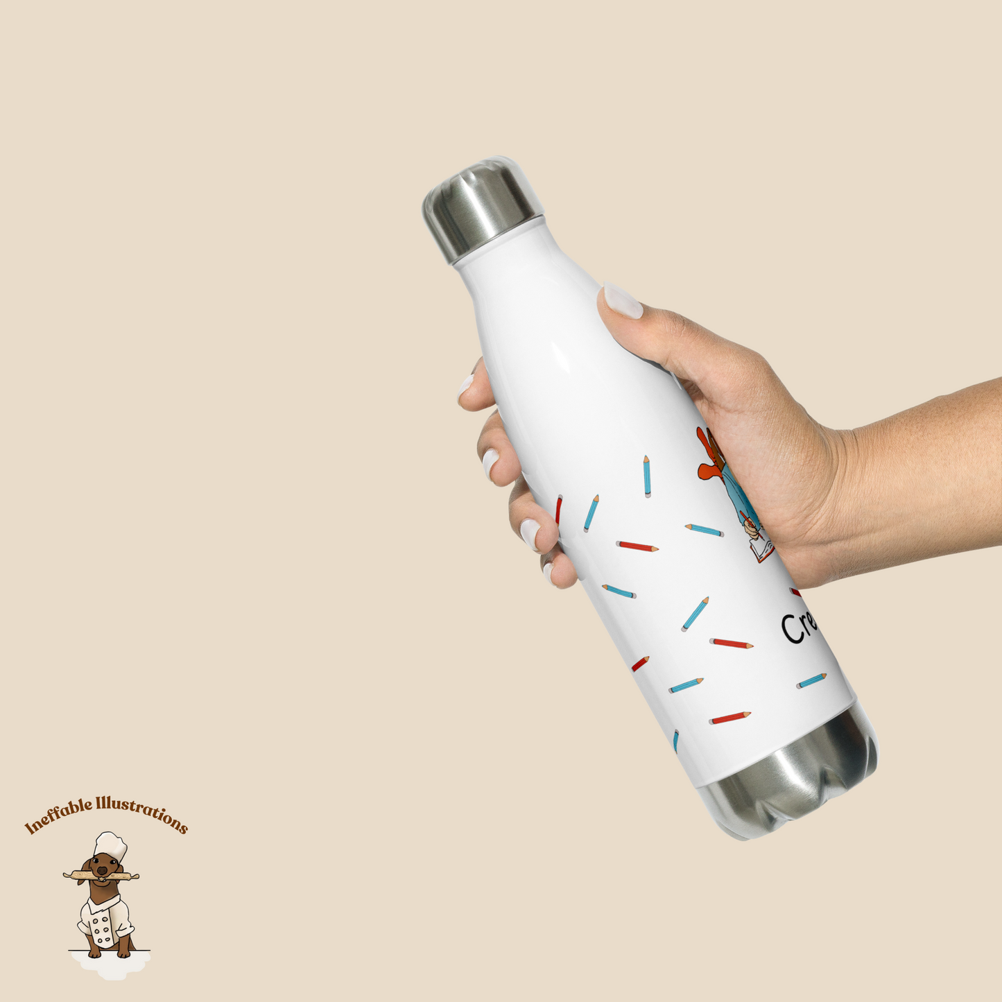 Molly Drawing Water Bottle with Pencils - Back to School for Creative Kids