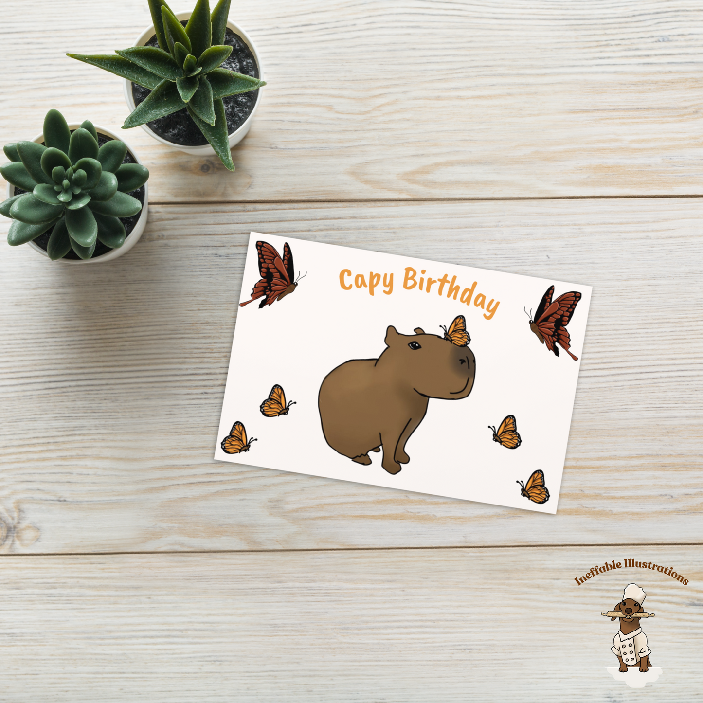 Capybara Birthday Card: Capybara Jolly Design with Butterflies, Cute Animal Greeting Card for Friends & Family, Unique Birthday Wishes