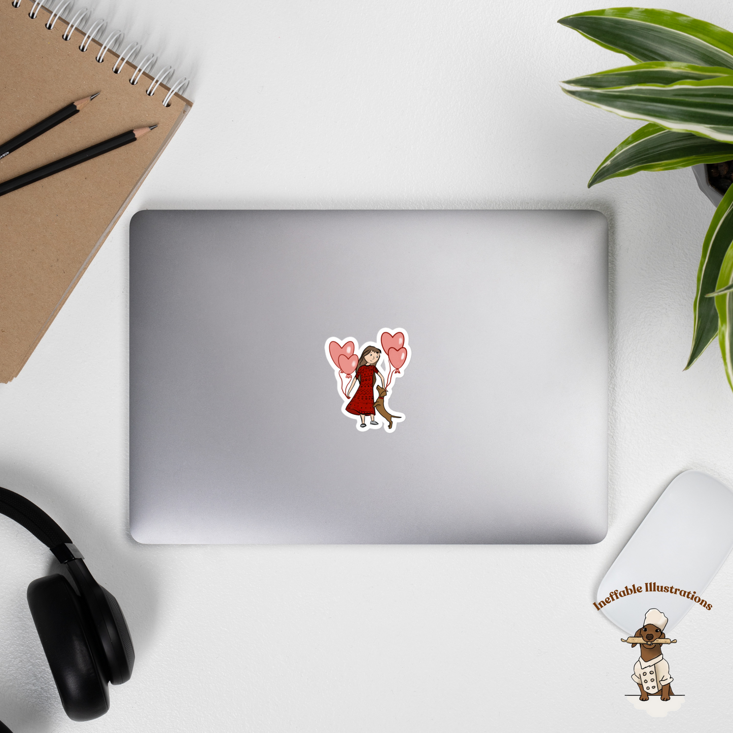 Dachshund Sticker: Cute St. Valentine Design Featuring dachshund Oliver & Adorable Owner Molly, Perfect for Dog Lovers and Gifts!