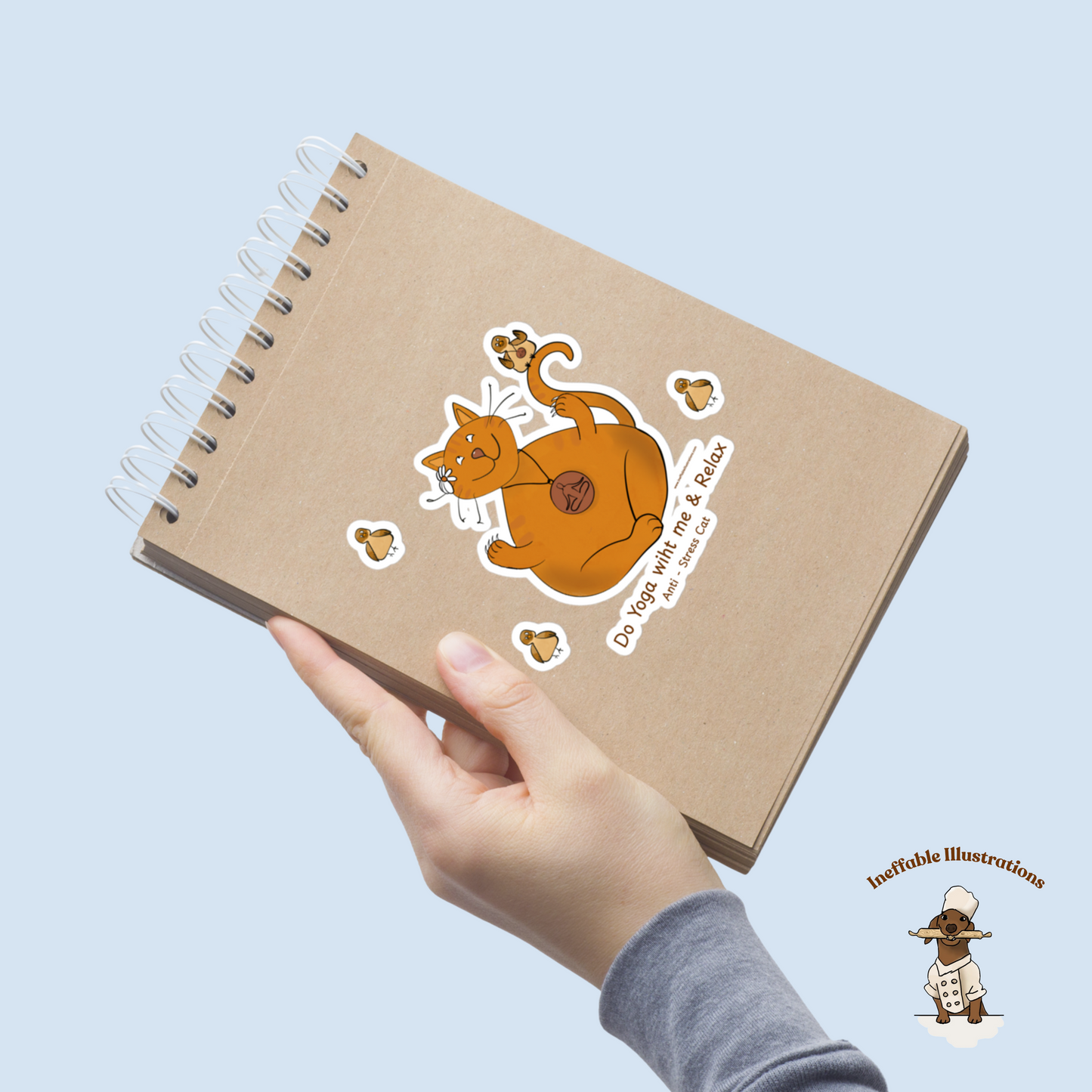 Yoga Cat & Bird Sticker Pack - 4 Zen Vinyl Stickers