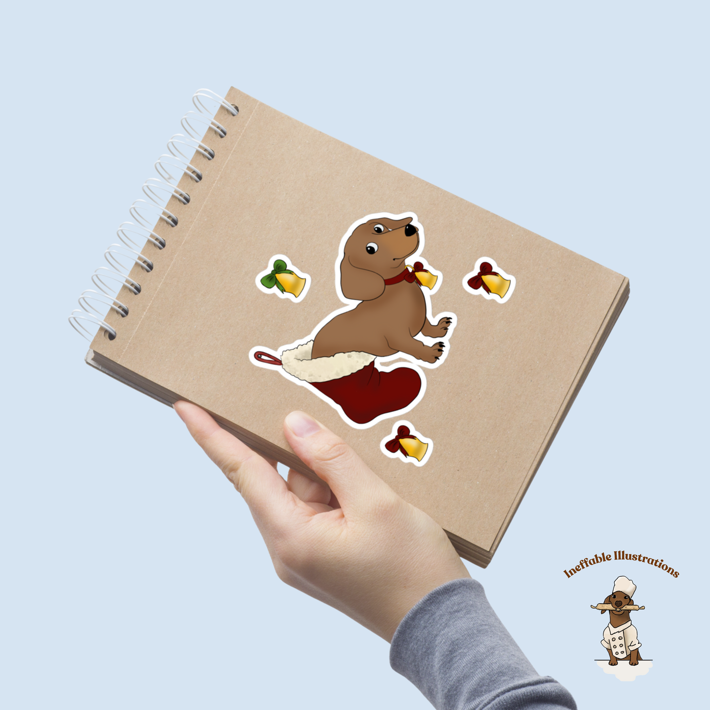 Oliver Christmas Dachshund Bubble-Free Stickers