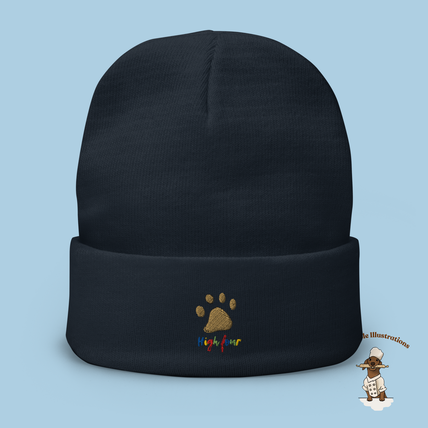 Embroidered Beanie with Dog Paw & High Four - Cute Pet Lover Gift, Custom Dog Apparel, Winter Hat, Animal Lover Accessory