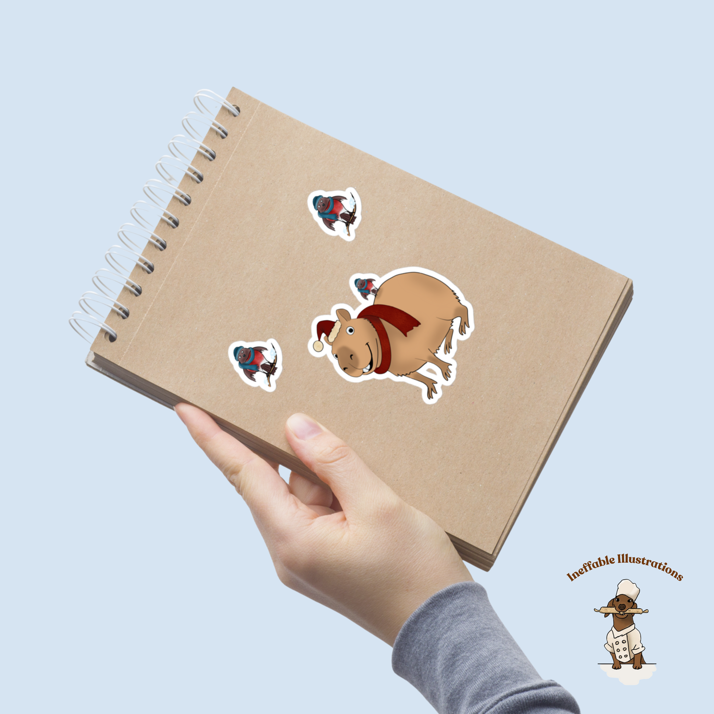 Jolly Capybara Christmas Sticker Set - 3 Festive Bubble-Free Vinyl Stickers