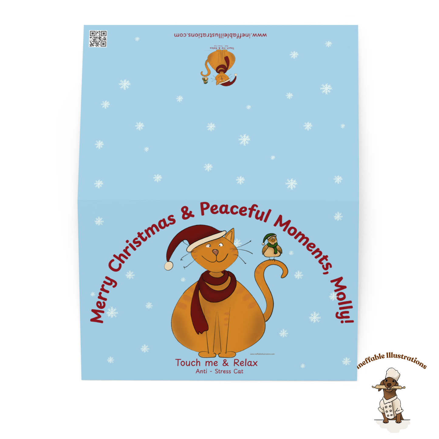 Personalized Anti-Stress Cat Christmas Card - Custom Name Calming Holiday Card