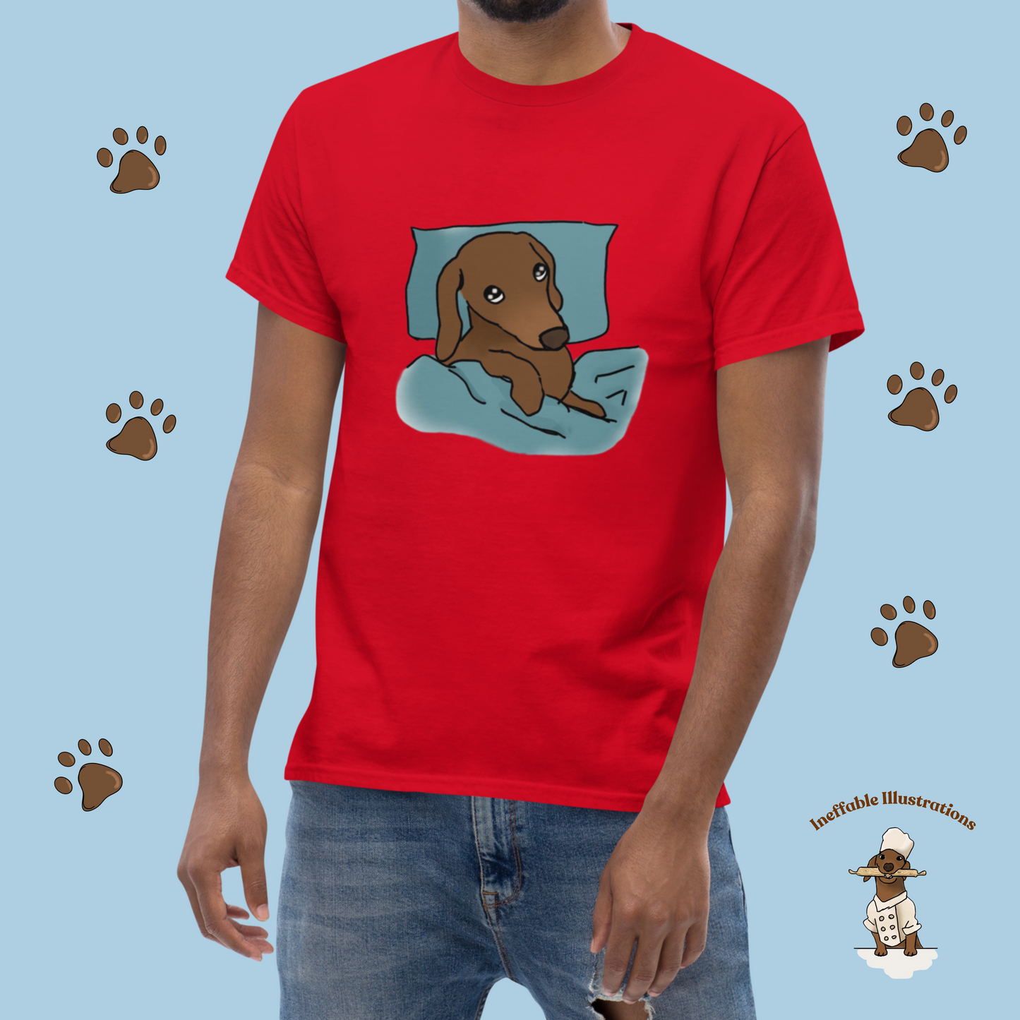 Shirt. Sleepy Dachshund Oliver Unisex Classic Tee, Cute Dog Lover Shirt, Funny Pet Gift, Comfortable Casual Wear for Dog Owners