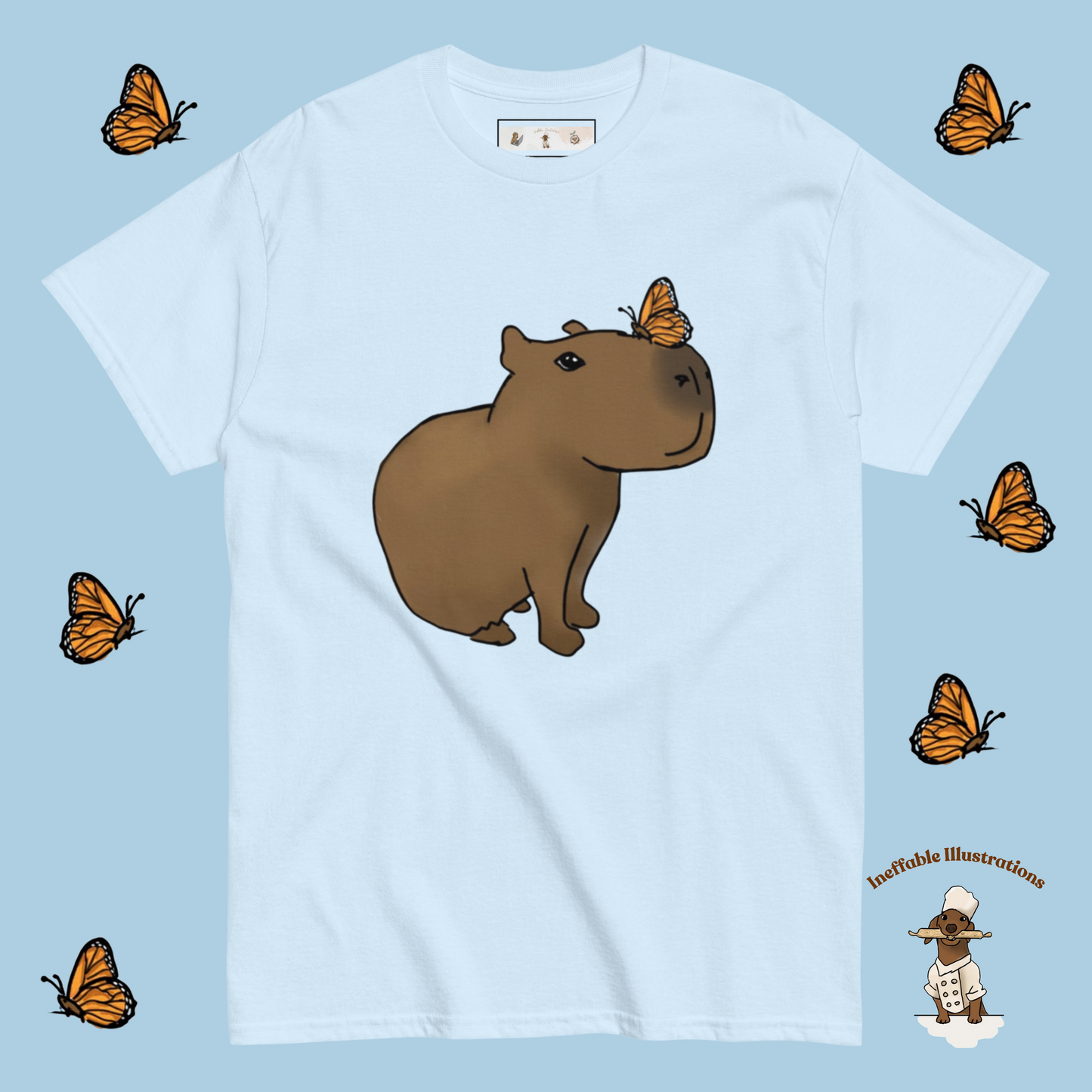 Shirt. Hand-Drawn Cute Capybara Jolly Shirt - 100% Cotton Unisex Shirt for Trendy Streetwear Looks