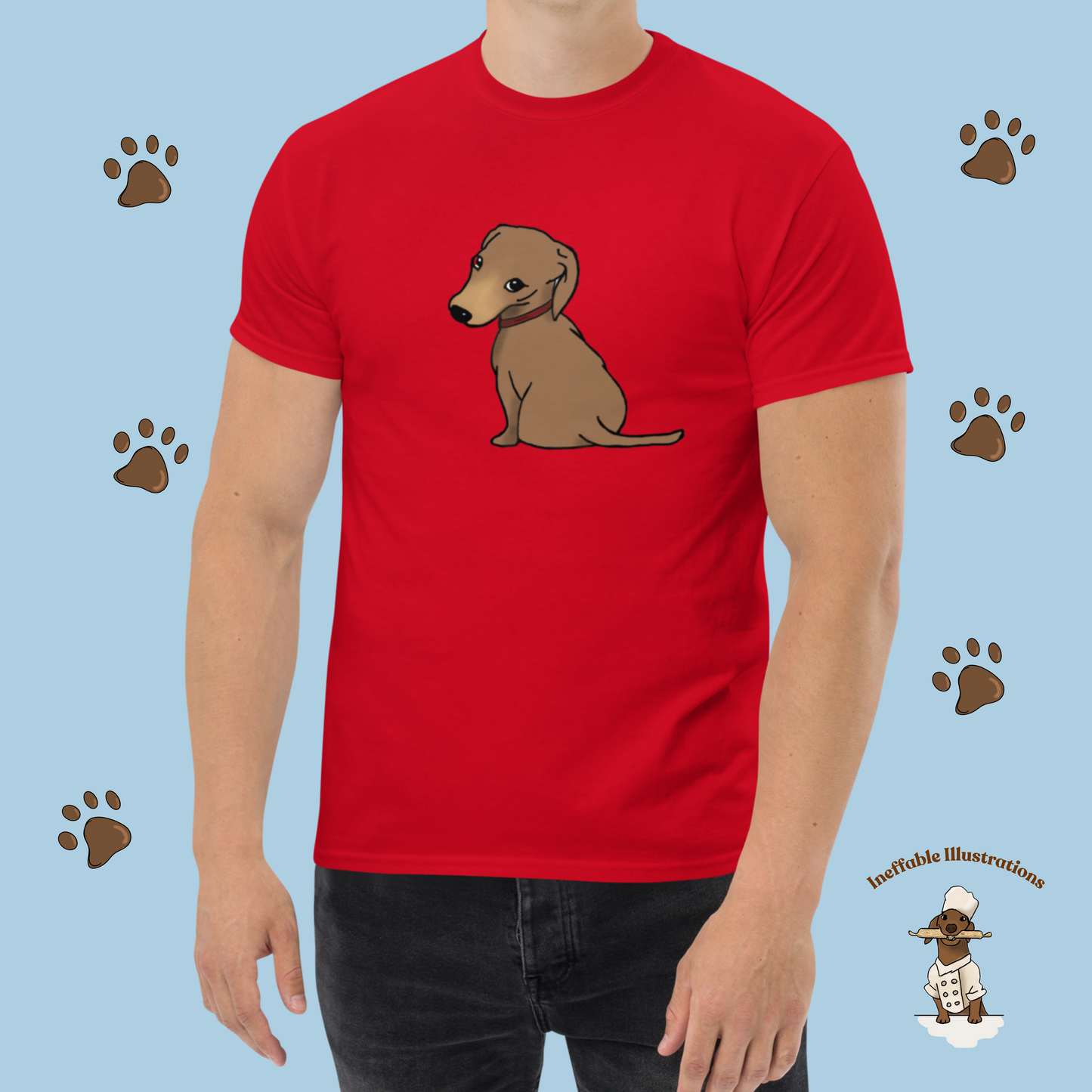 Shirt. Dachshund T-Shirt, Unisex Classic Tee with Cute Dachshund Oliver Design, Funny Pet Lover Gift, Dog Mom or Dad Apparel, Hand Drawn