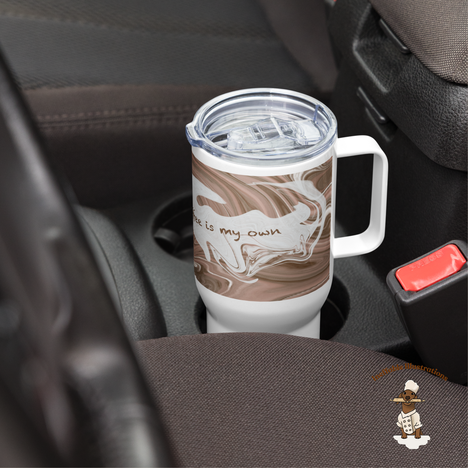 Travel Mug with Handle – My Favourite Coffee Is My Own – Reusable Coffee Cup for Hot Drinks, Portable Tea Cup Gift for Coffee Lovers - Ineffable Illustrations