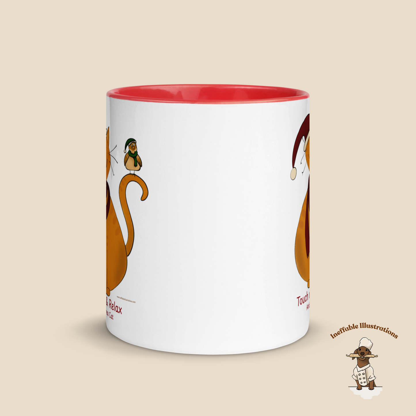 Christmas Anti-Stress Cat Mug - Touch Me & Relax Anti-Stress