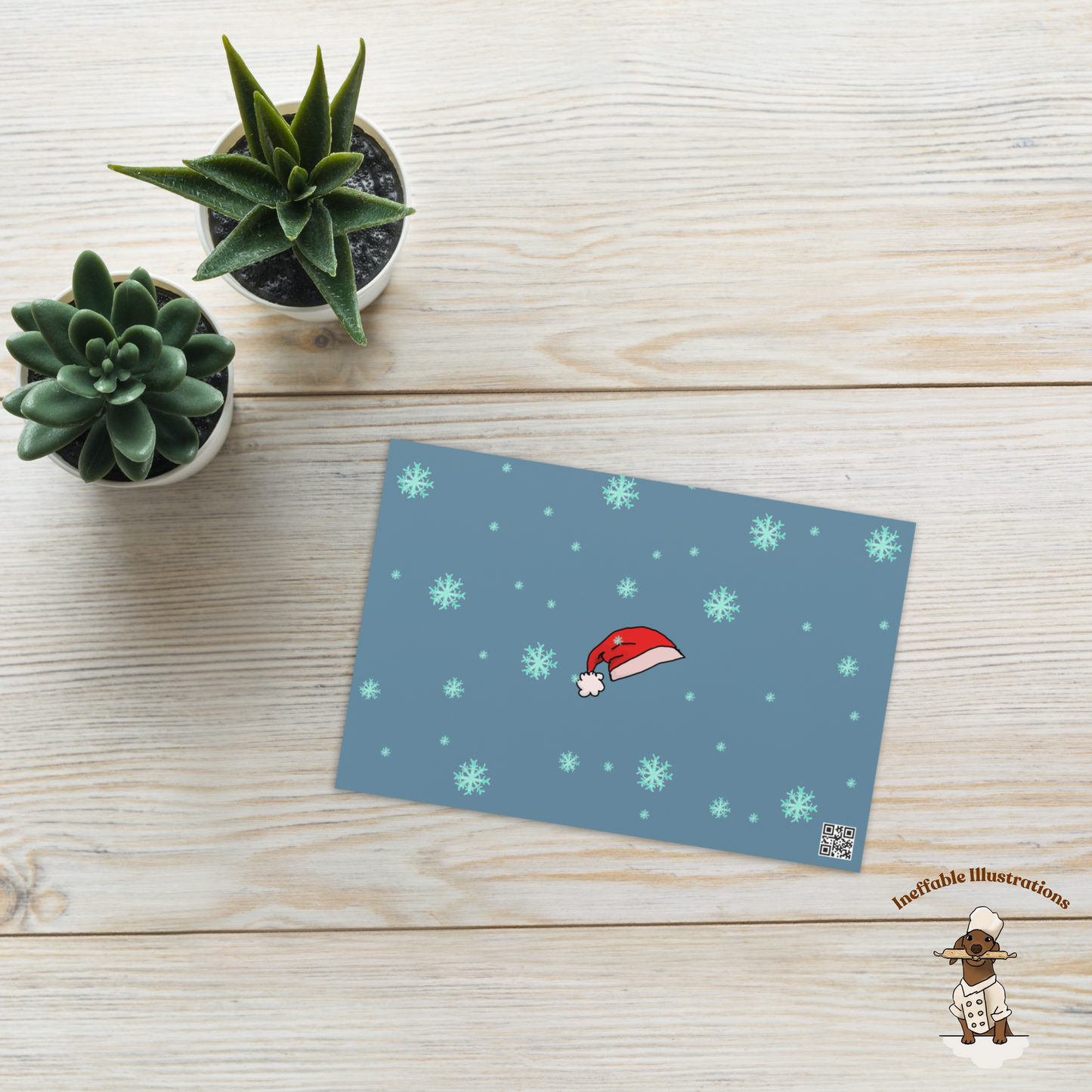 Capybara Christmas Greeting Card | Capybara Jolly Playing with Snowflakes | Cute Holiday Card for Winter Greetings