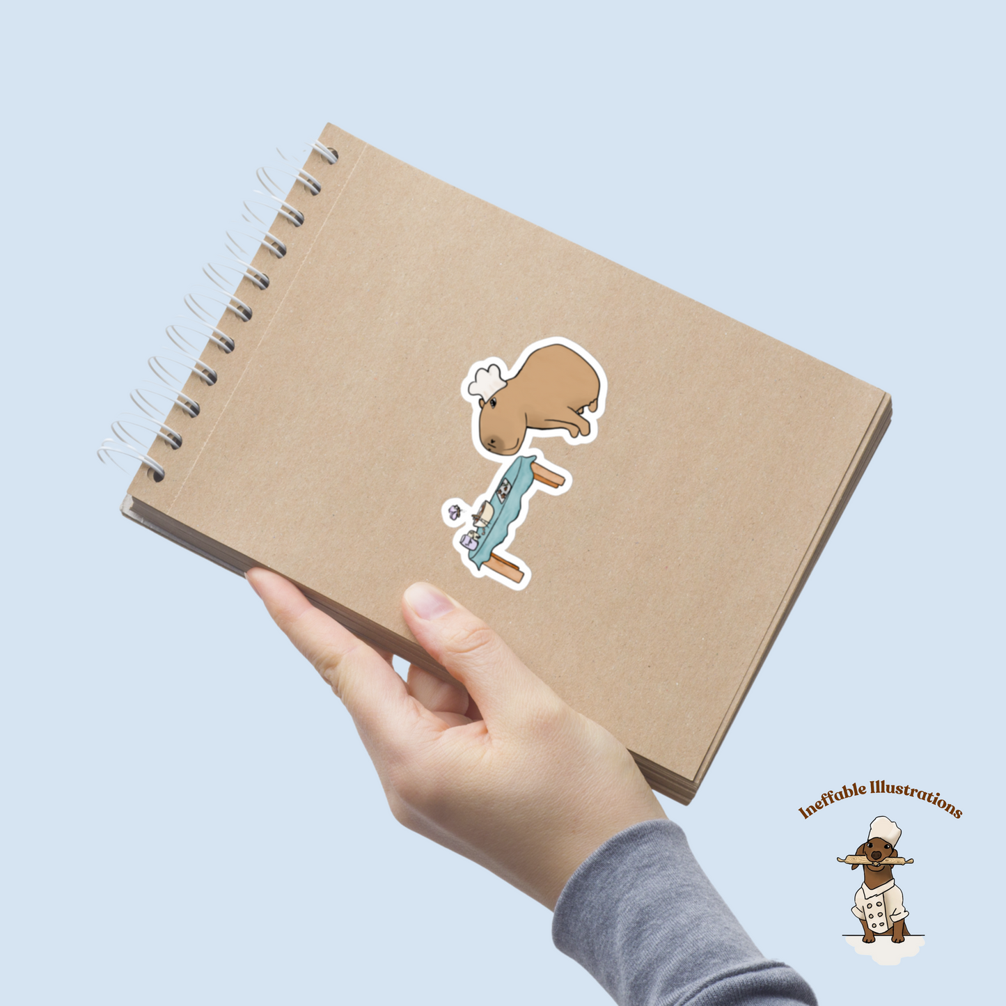 Capybara Chef Stickers Bubble Free Cute Animal Cooking Decals with Butterfly Caterpillar & Ant for Scrapbooking Planner Journals