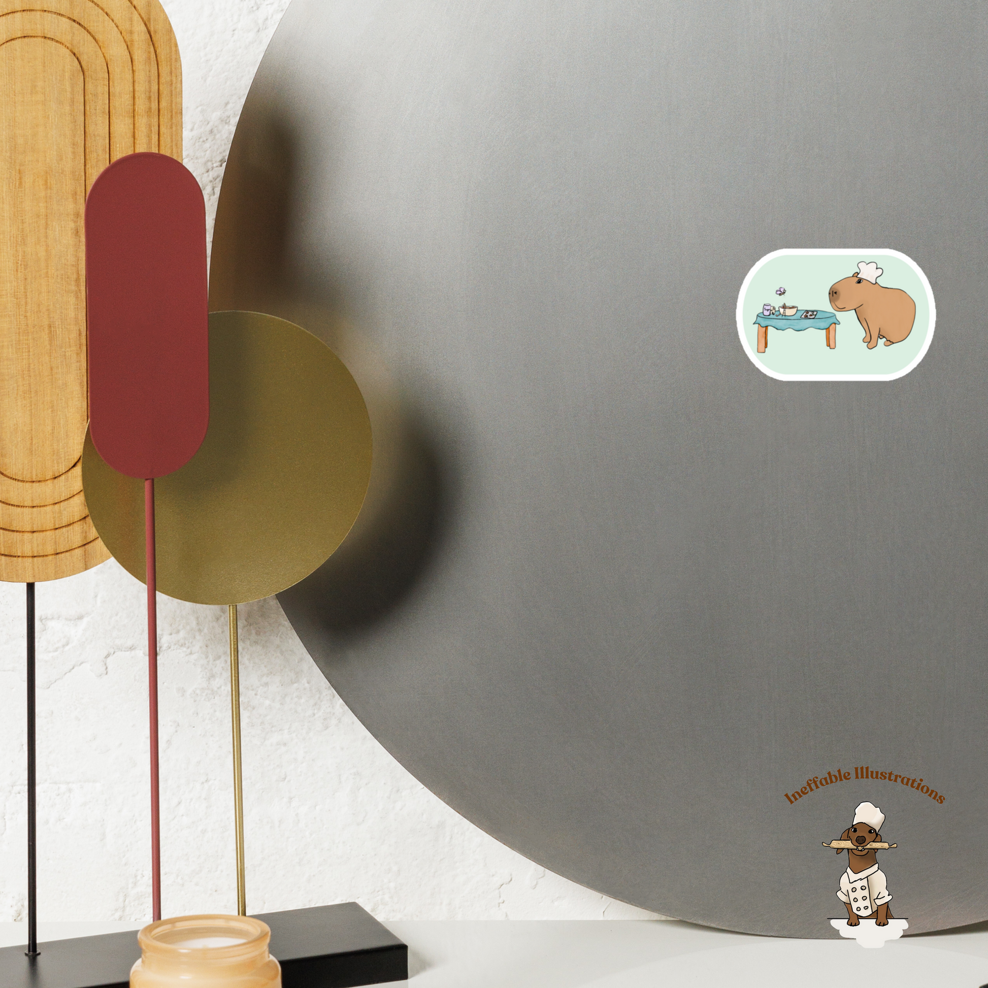 Capybara Chef Magnet with Cute Butterfly, Caterpillar & Ant Helpers - Kitchen Decor, Animal Lover Gift, Cute Refrigerator Magnet - Ineffable Illustrations