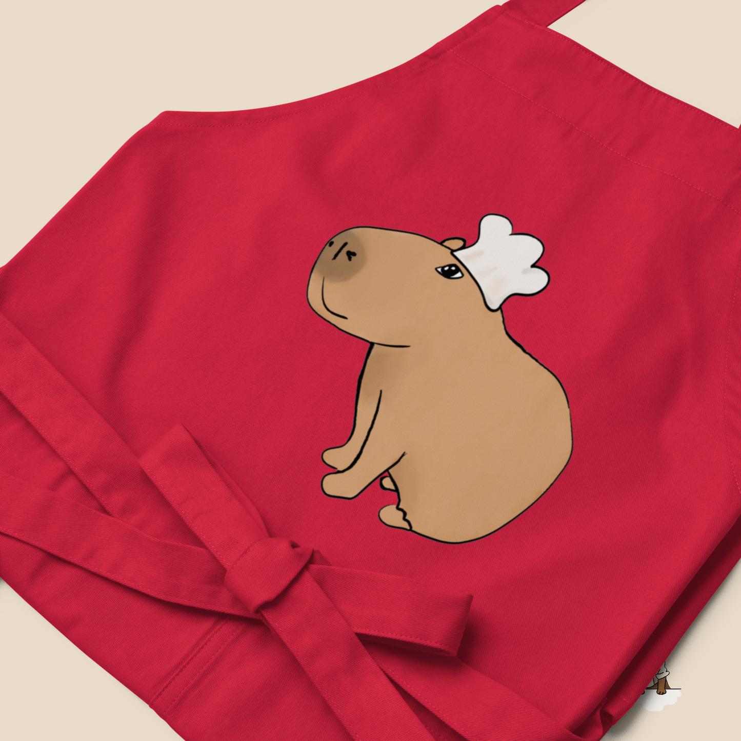 Organic Cotton Apron with Cute Chef Capybara Jolly | Perfect Gift for Animal Lovers & Cooking Enthusiasts