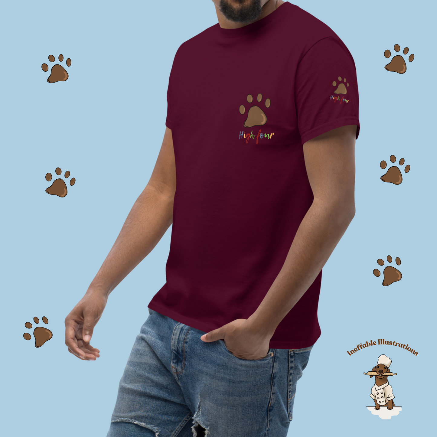 Dog Paw Tee - Unisex Classic T-Shirt for Dog Lovers and Dachshund Fans, Cute & Comfortable Pet Apparel, High Four with Your Furry Friend