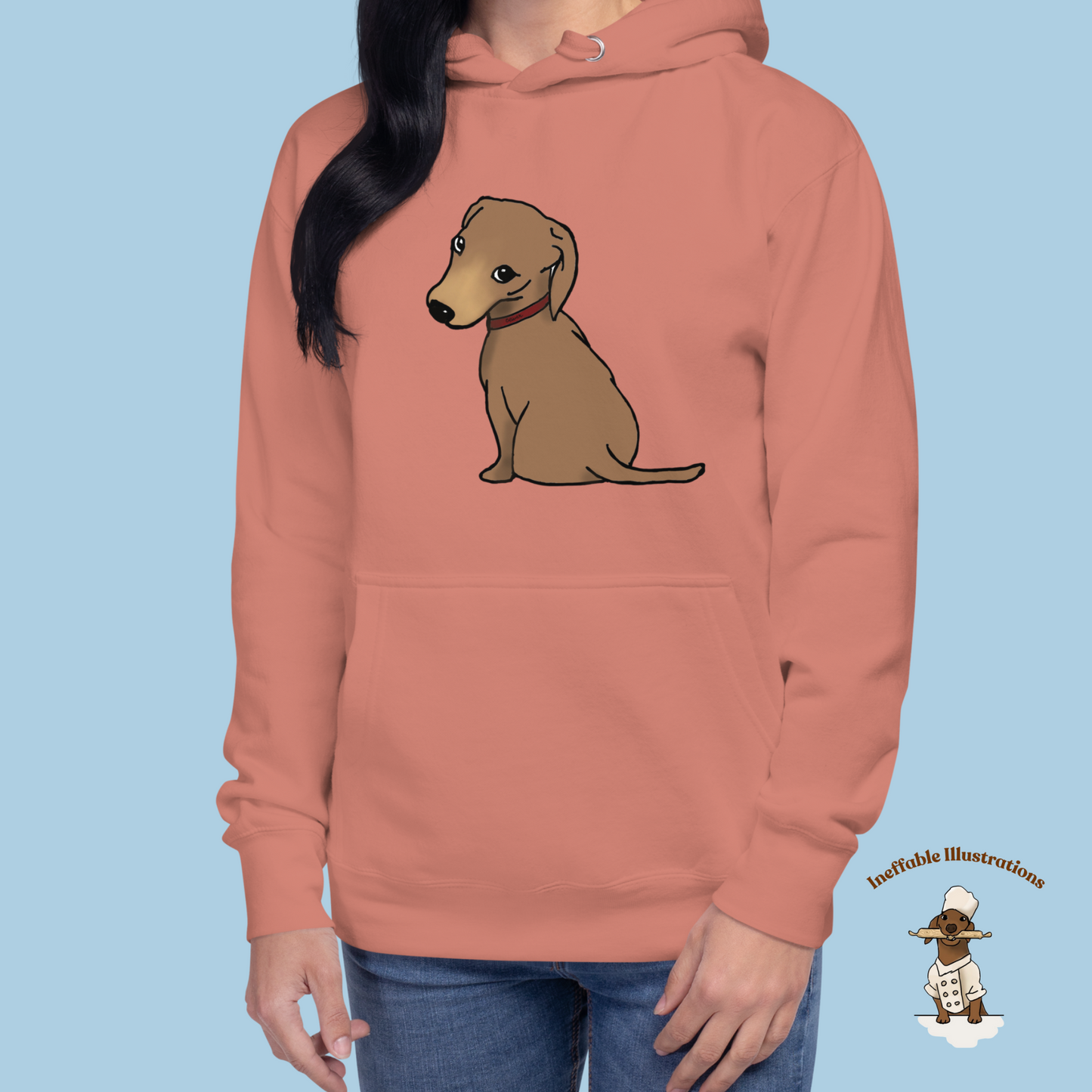 Cute Dachshund Oliver Hoodie | Unisex Hand-Illustrated Dachshund Design | Cozy Pet Lover Gift | Casual Wear for Dog Lovers