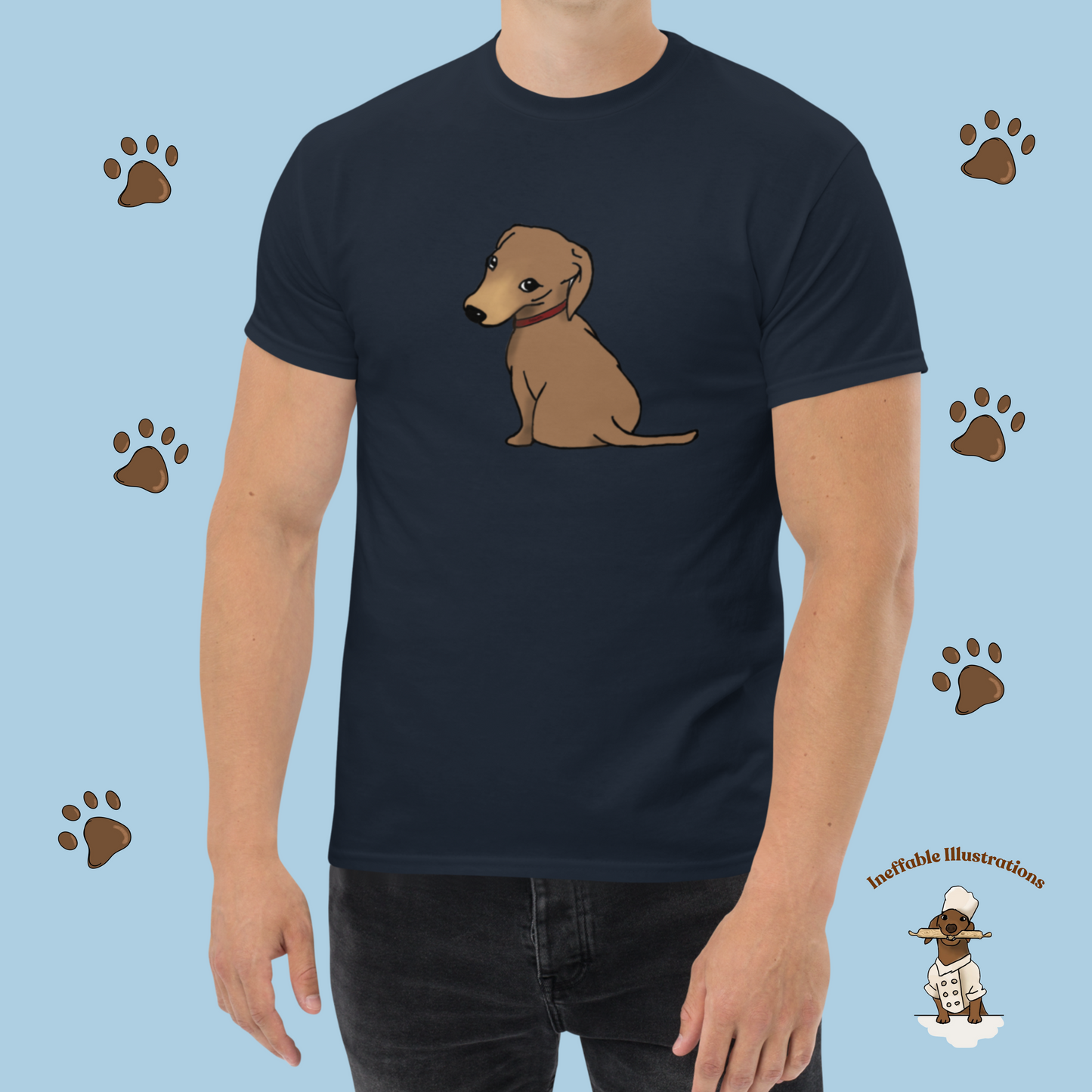 Shirt. Dachshund T-Shirt, Unisex Classic Tee with Cute Dachshund Oliver Design, Funny Pet Lover Gift, Dog Mom or Dad Apparel, Hand Drawn