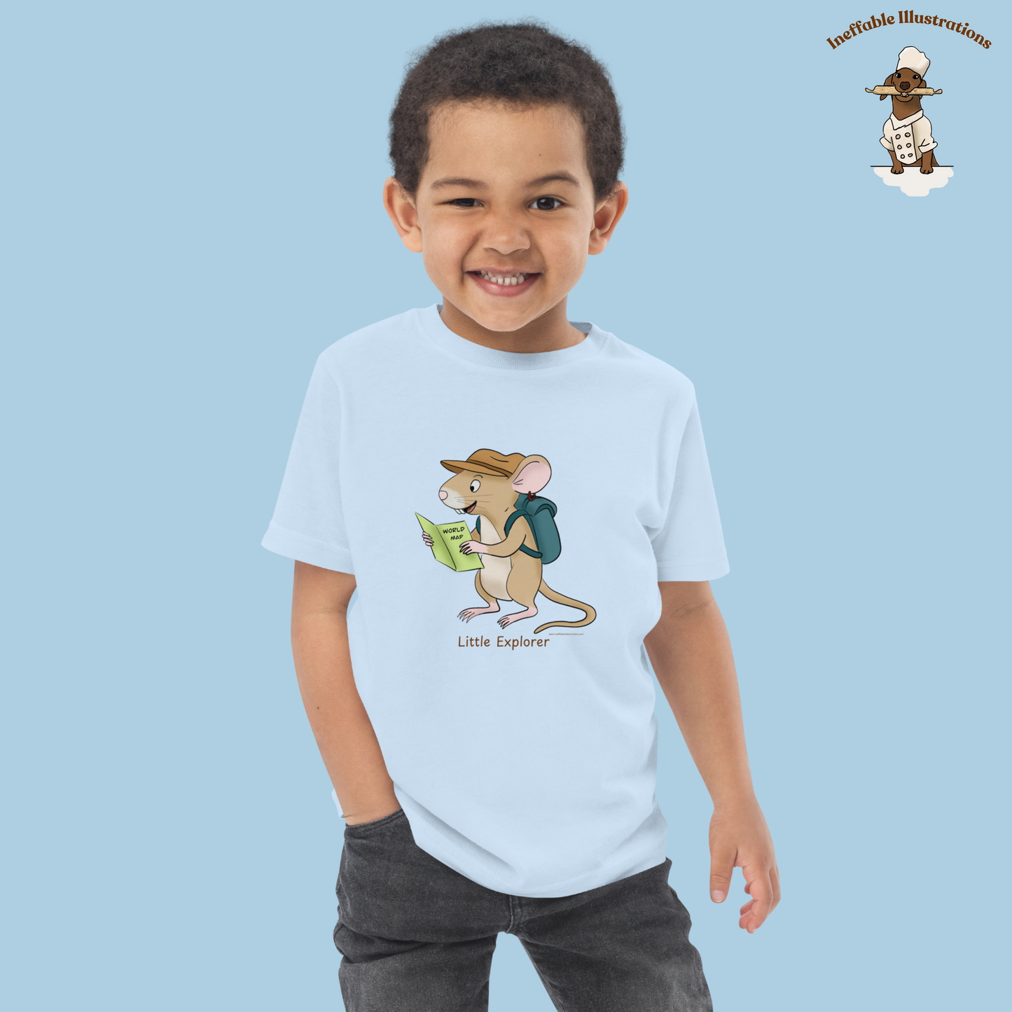 Toddler Jersey T-Shirt - Little Explorer Mouse Traveler