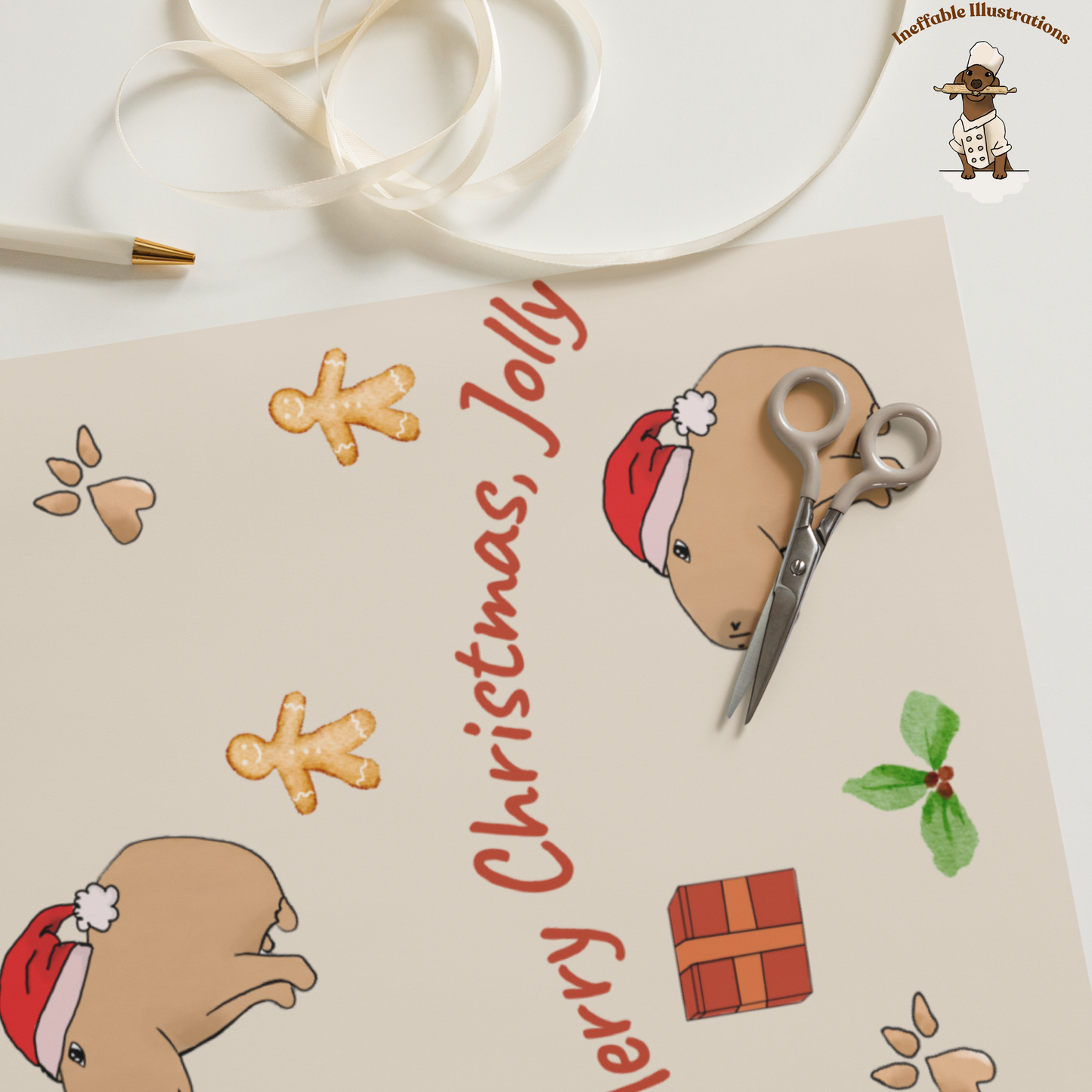 Personalized Capybara Christmas Wrapping Paper - Custom Name Gift Wrap with Jolly - Festive Holiday Gift Wrap Sheets
