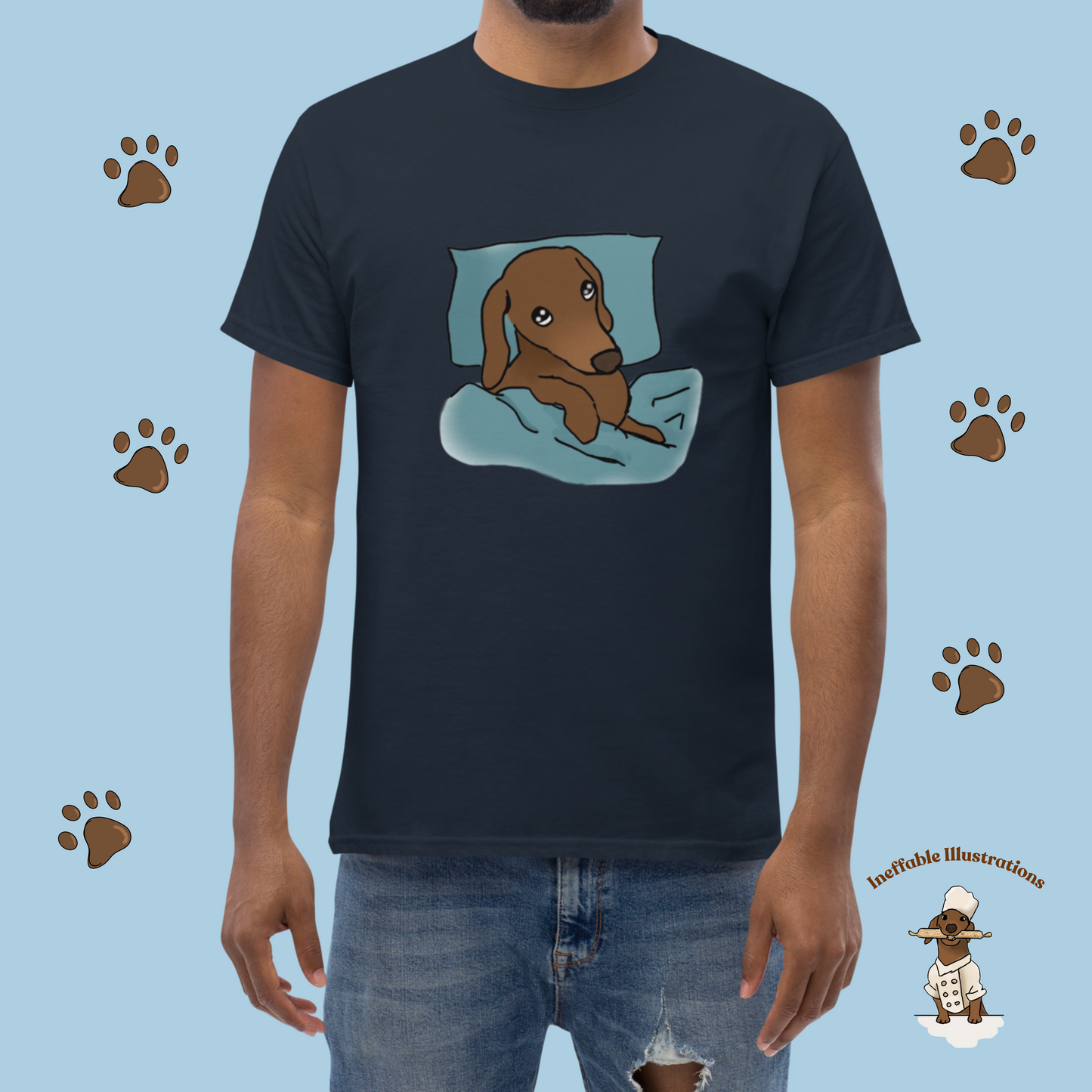 Shirt. Sleepy Dachshund Oliver Unisex Classic Tee, Cute Dog Lover Shirt, Funny Pet Gift, Comfortable Casual Wear for Dog Owners