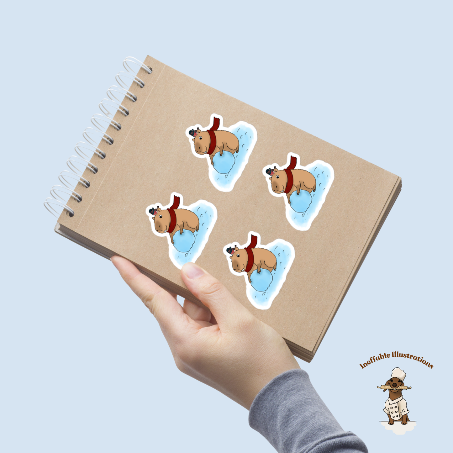 Jolly Capybara Christmas Sticker Set - 4 Festive Bubble-Free Vinyl Stickers