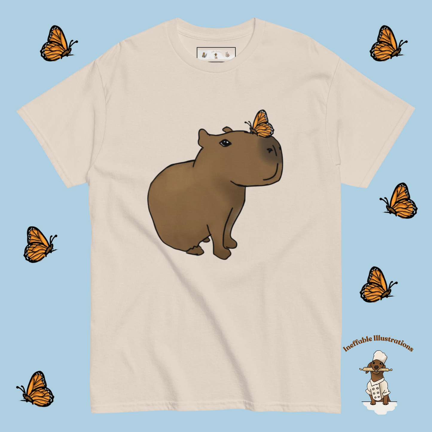 Shirt. Hand-Drawn Cute Capybara Jolly Shirt - 100% Cotton Unisex Shirt for Trendy Streetwear Looks