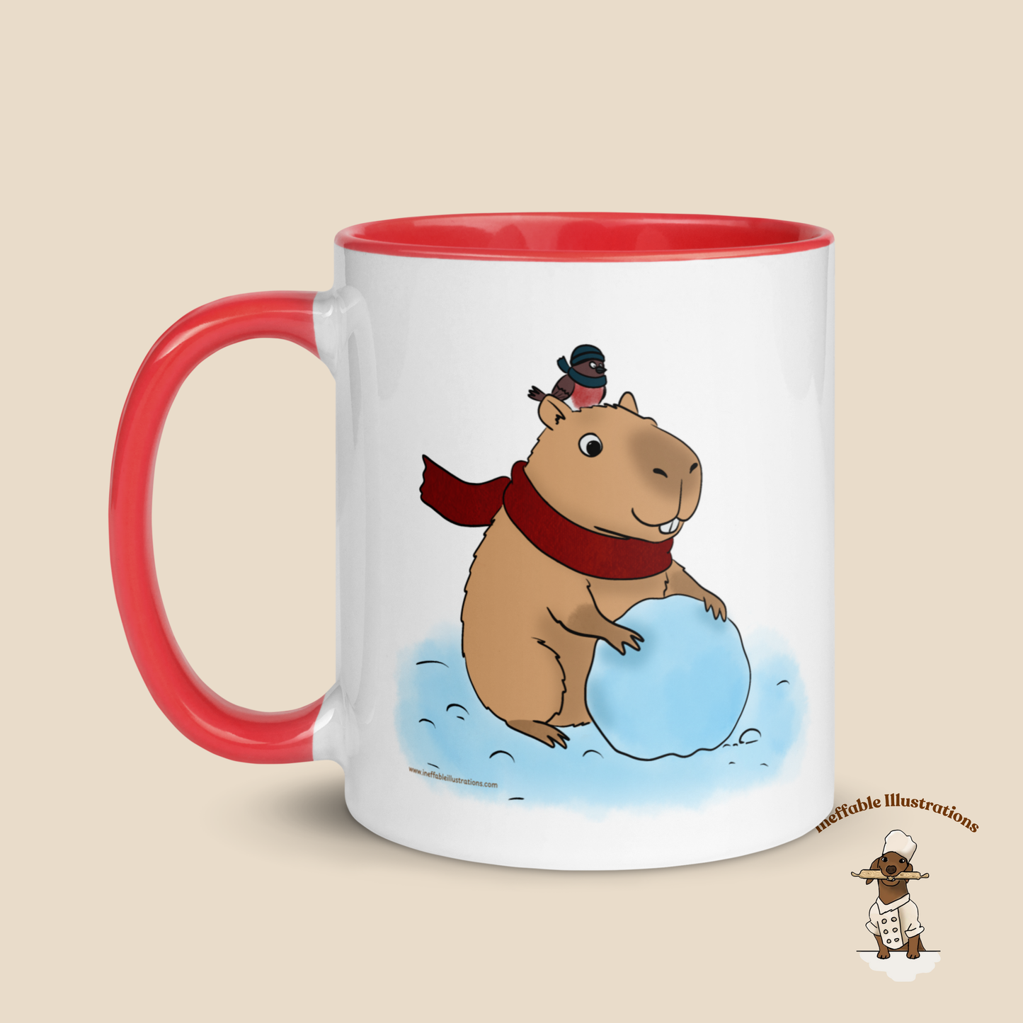 Christmas Jolly Capybara Mug with Color Inside