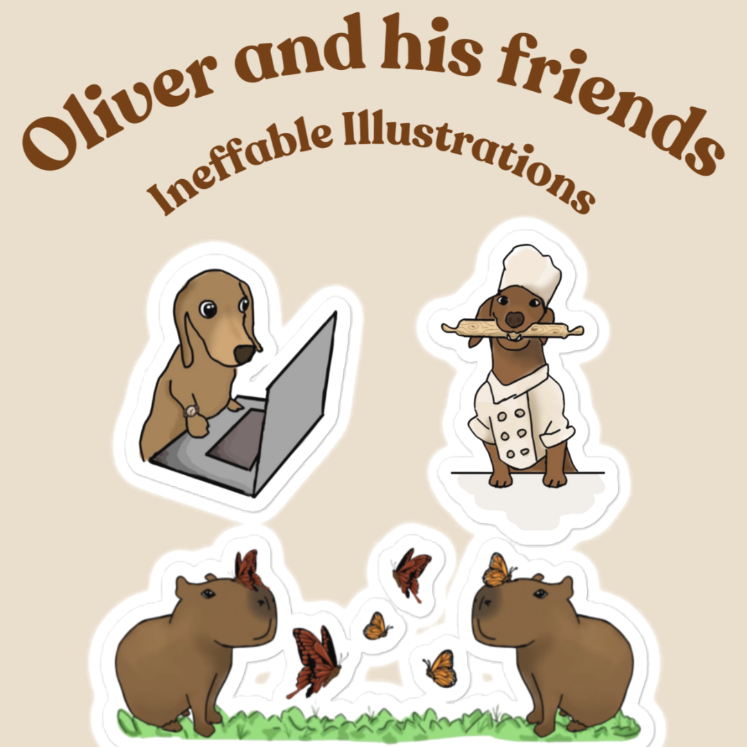 Sticker set "Oliver and Jolly". Hand-Drawn Glossy Stickers by a Creative Teen – Perfect for Notebooks, Laptops & Phone Cases!