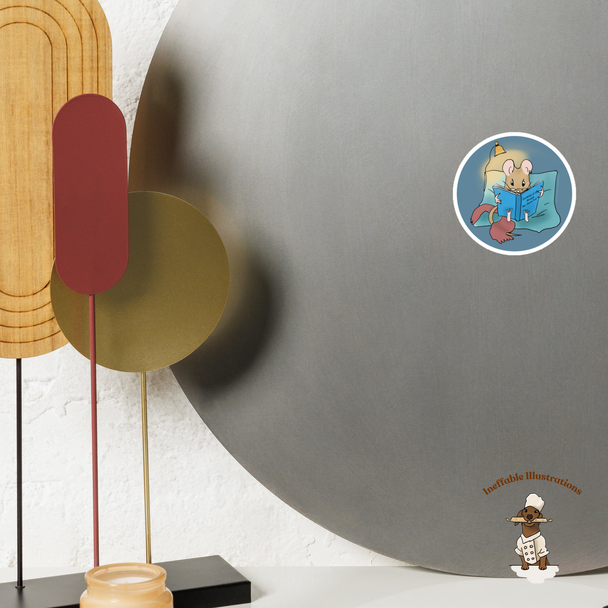 Cute Mouse Magnet Pedro Reading Book - Refrigerator Magnet Gift for Book Lovers, Kids, Teachers, and Students, Animal Lover Decor - Ineffable Illustrations